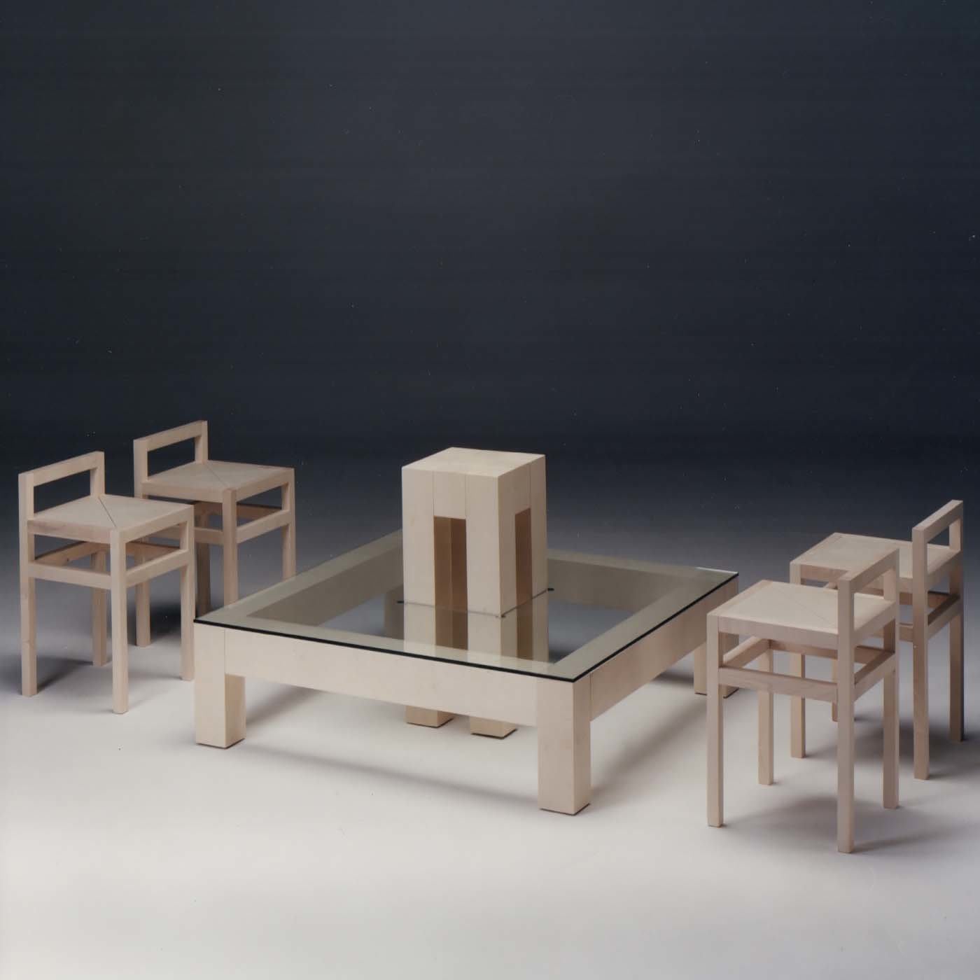 Brunelleschi low table with four stools  by Ferdinando Meccani  - Meccani Design