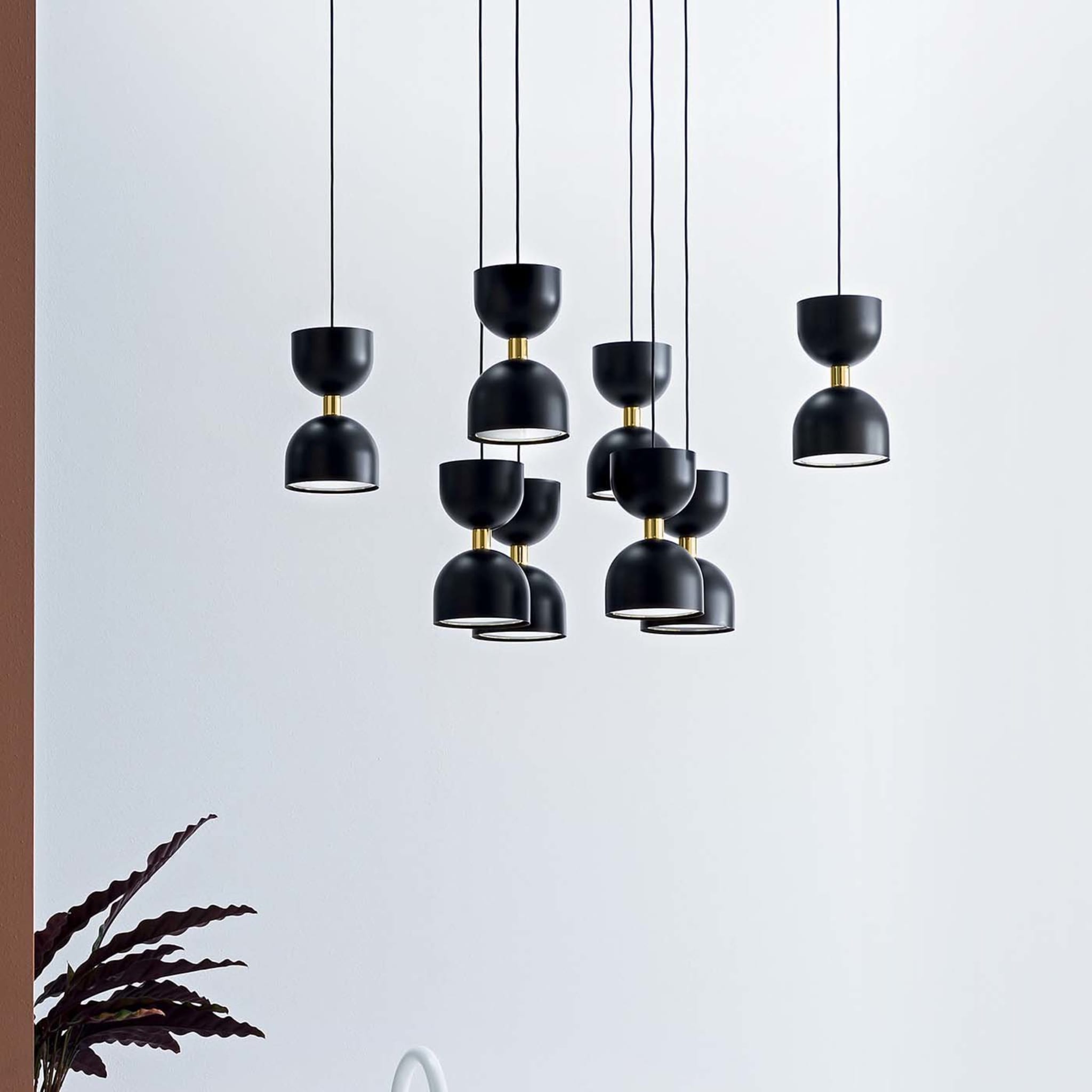 Clessidra 8-lichte schwarze pendelleuchte by Matteo Zorzenoni - Alternative Ansicht 3