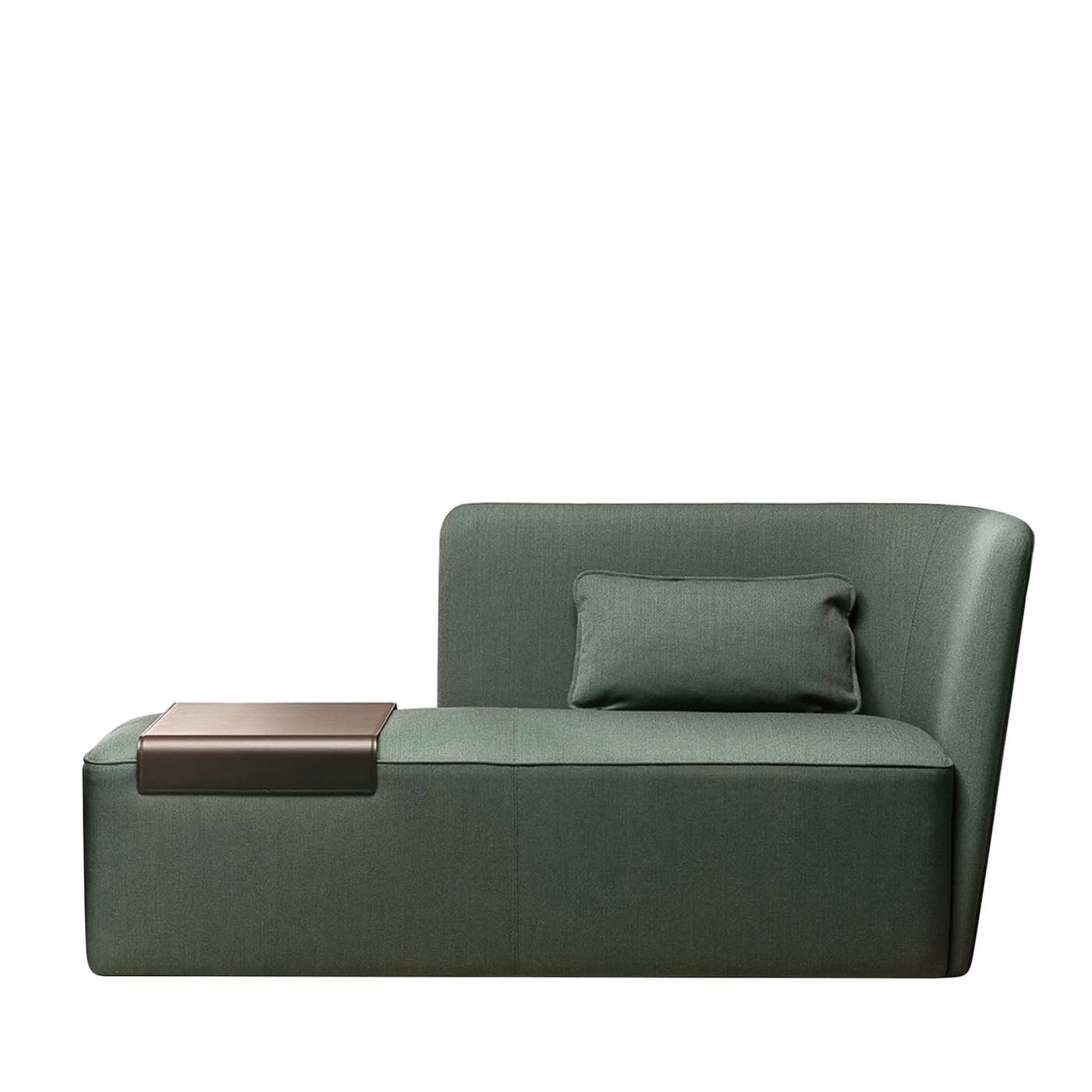Velour Green Chaise Longue with Tray- Right - Main view