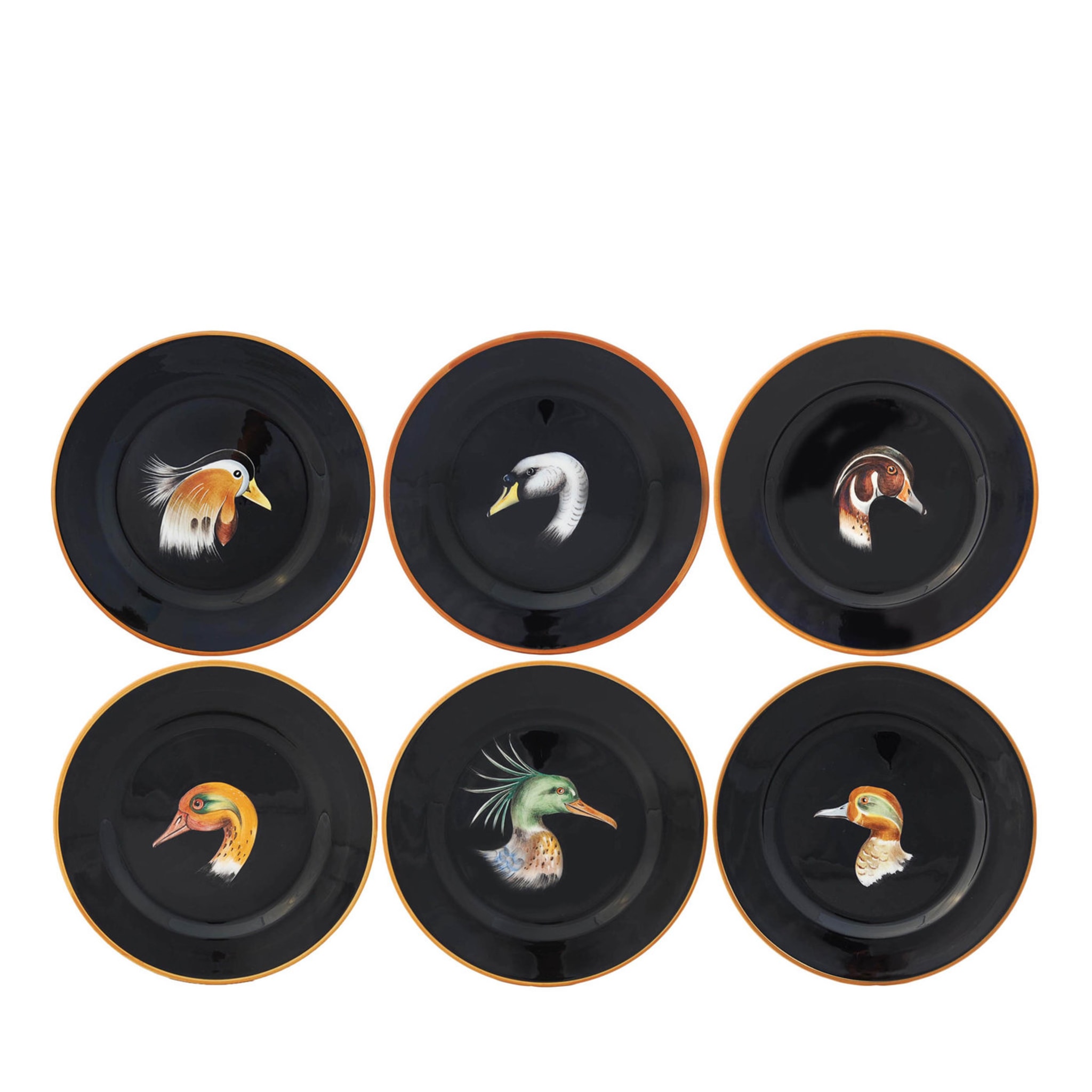 Set of 6 Wild Ducks Ceramic Dinner Plates - Main view