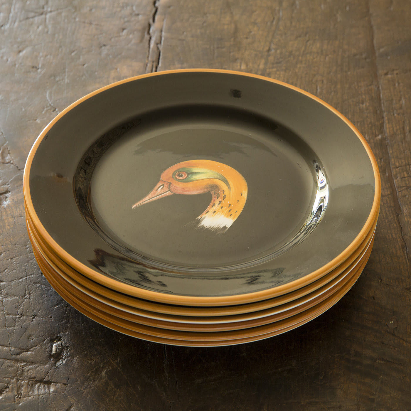 Set of 6 Wild Ducks Ceramic Dinner Plates - Este Ceramiche