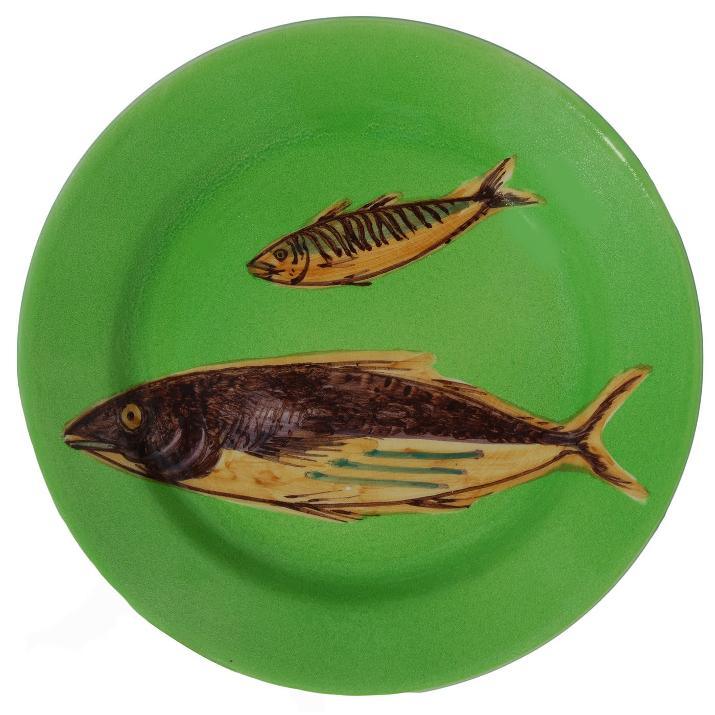 Set of 6 Green Fish Dessert Plates - Este Ceramiche