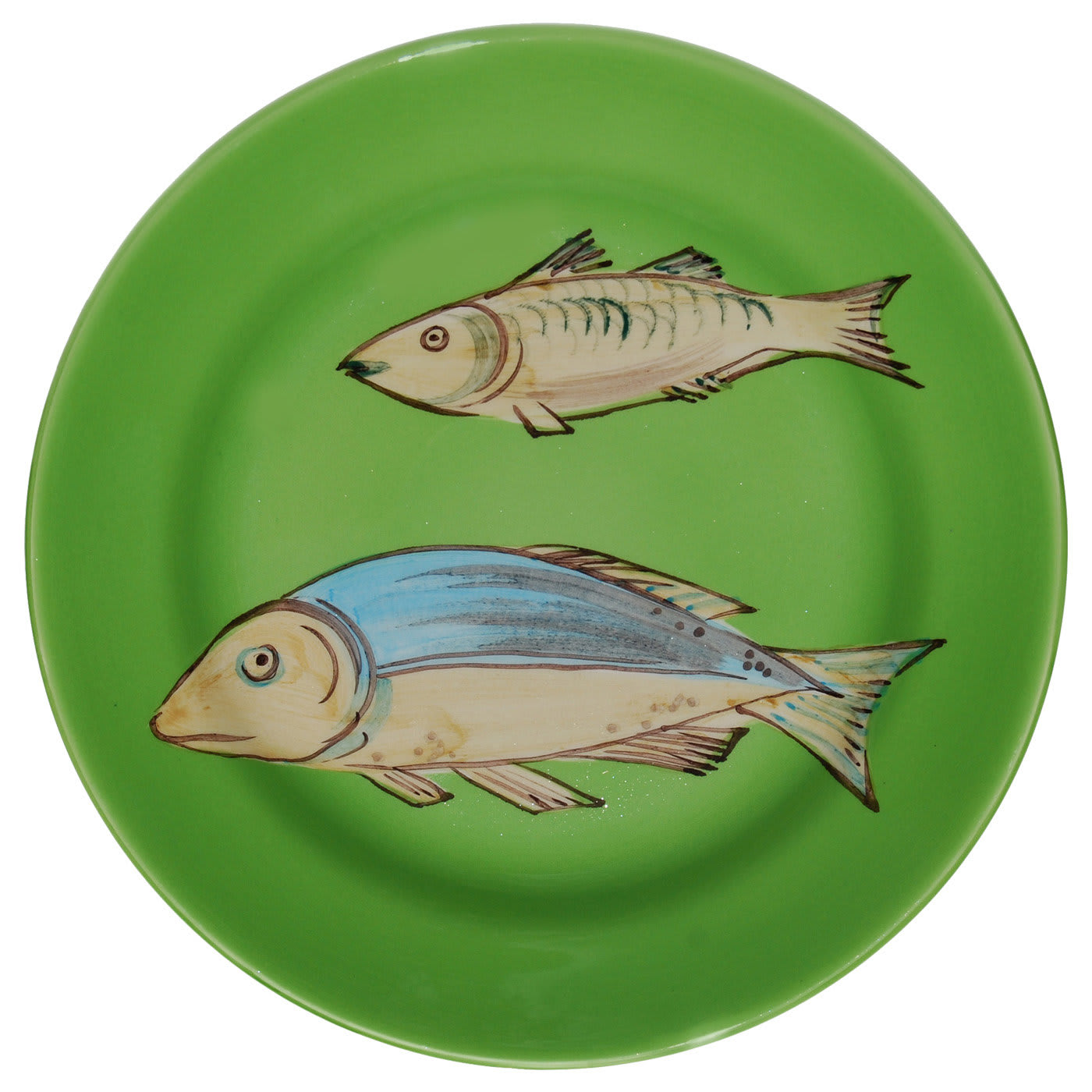 Set of 6 Green Fish Dessert Plates - Este Ceramiche