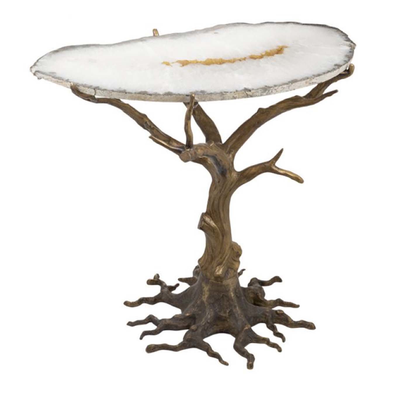 Quercia Side Table with Agate Top - Bronzetto