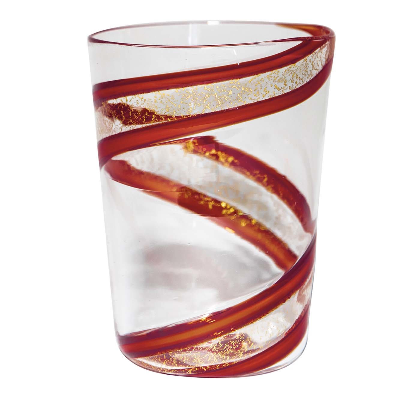 Set of 2 Vortex Glasses in Pure Gold/Red - Elisabetta Ciuti