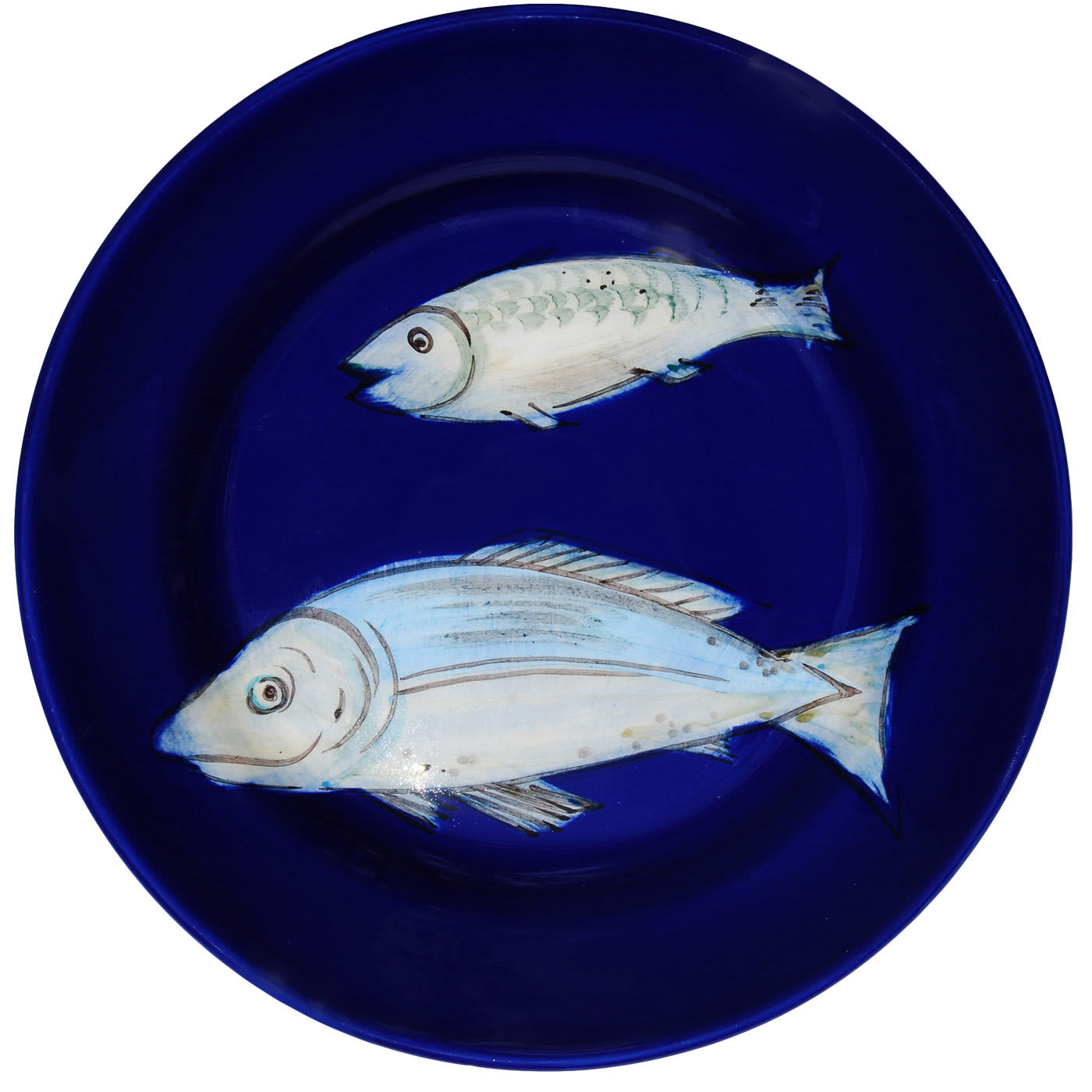 Set of 6 Blue Fish Dessert Plates - Este Ceramiche
