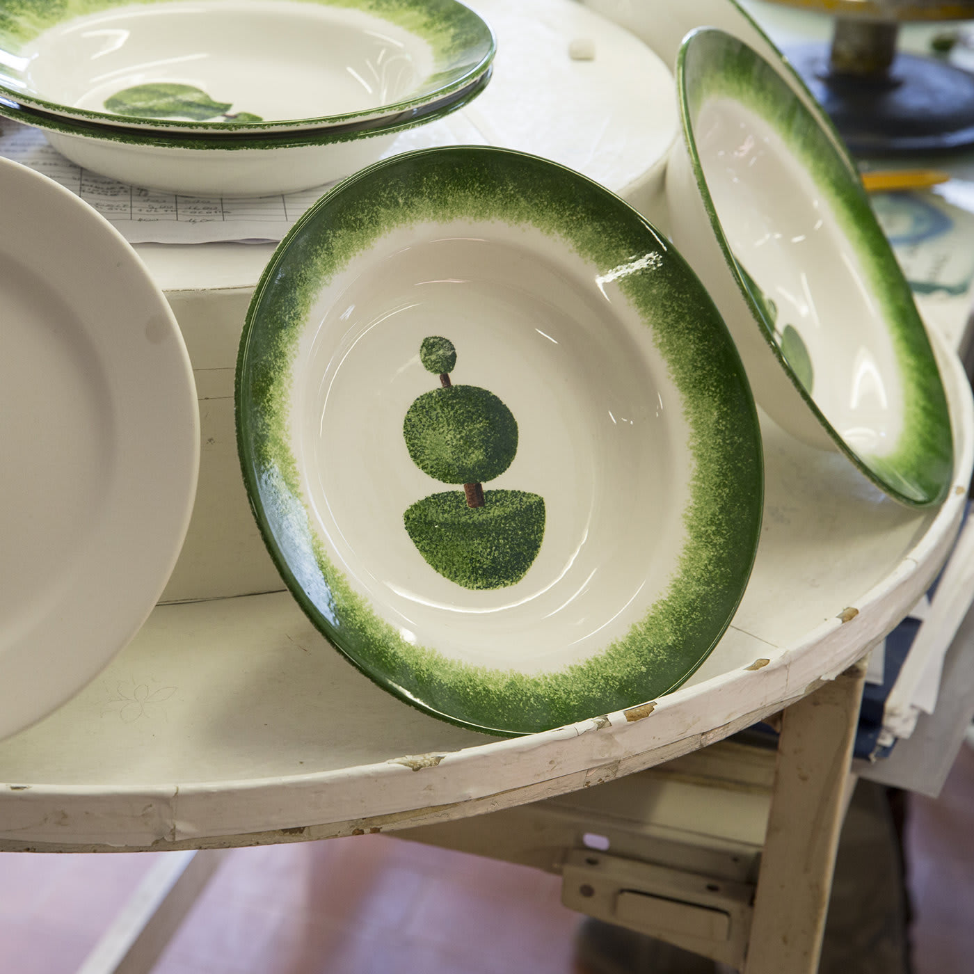 Set of 4 Topiary Ceramic Plates - Este Ceramiche
