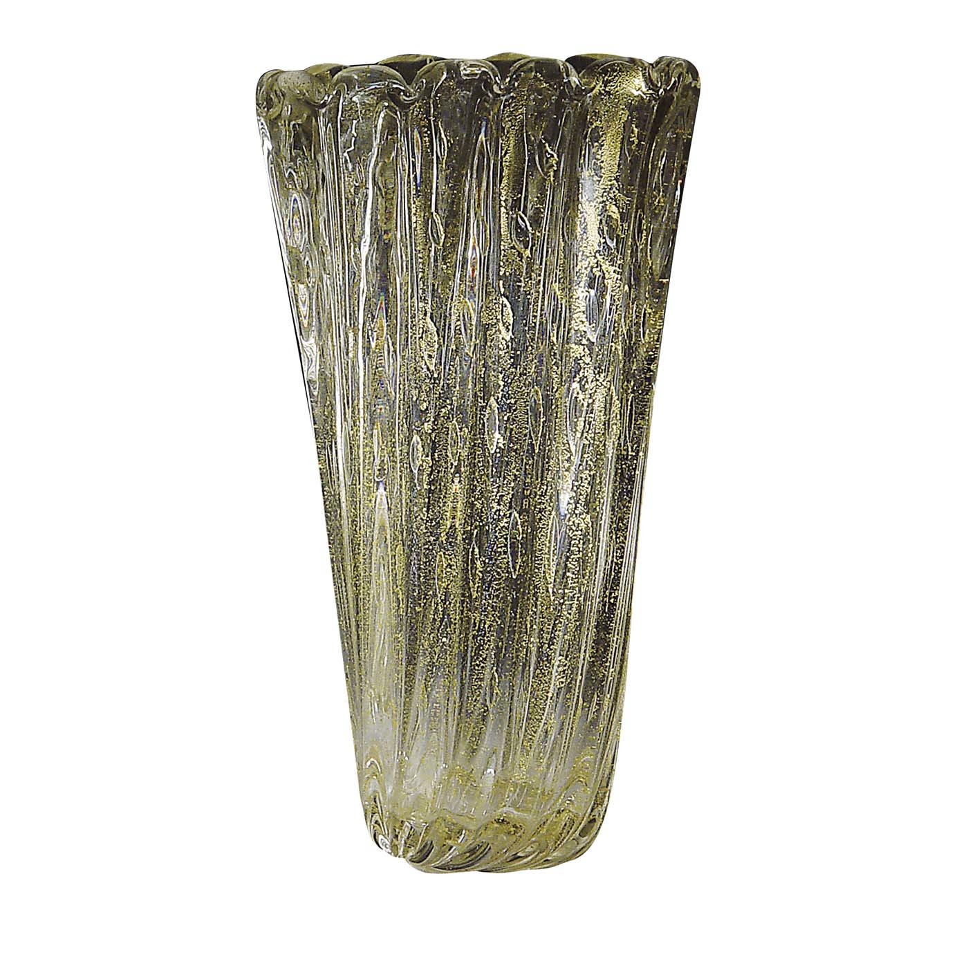 Aureum Tall Crystal and Gold Vase - Fornace Mian