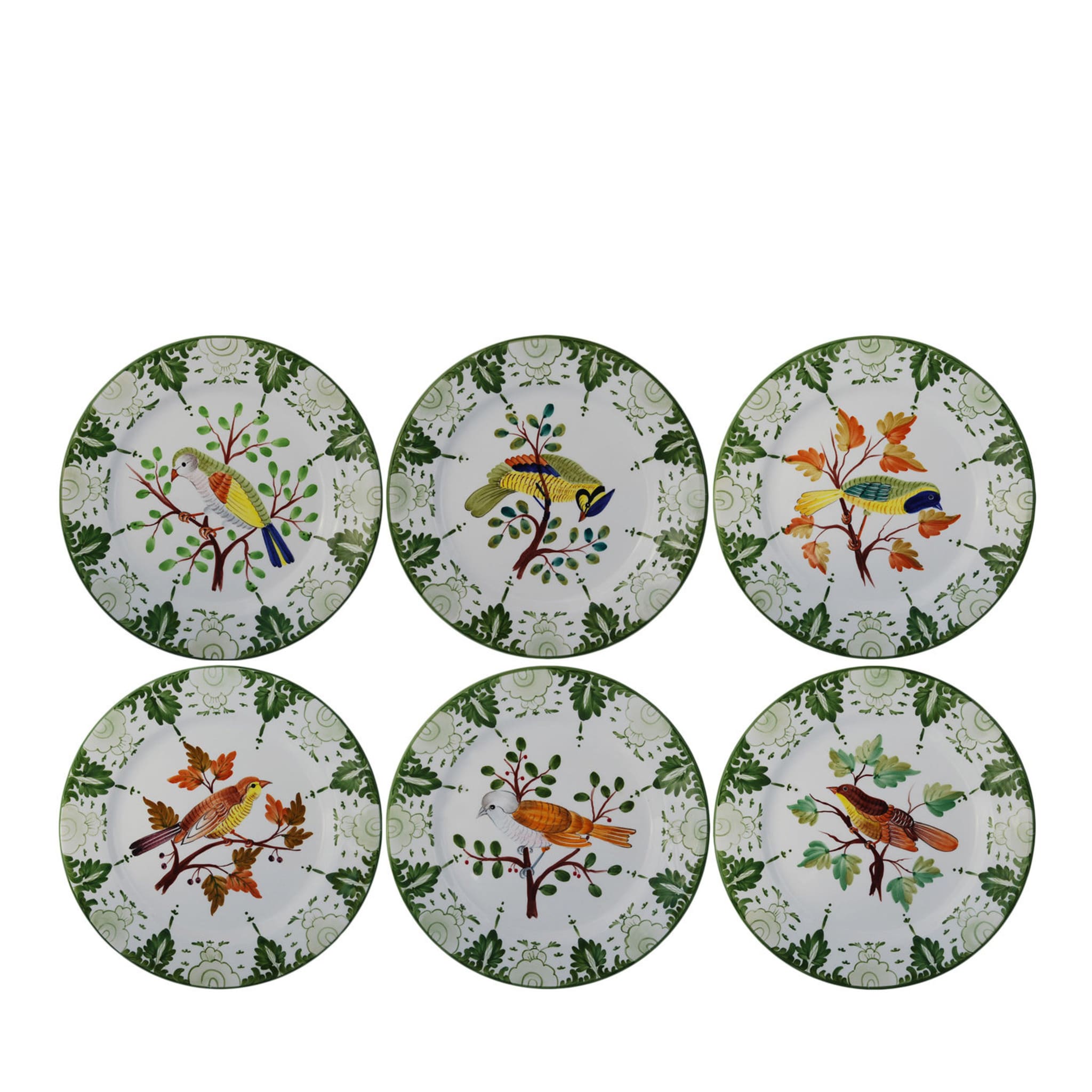 Set of 6 Tropical Birds Ceramic Plates - Main view