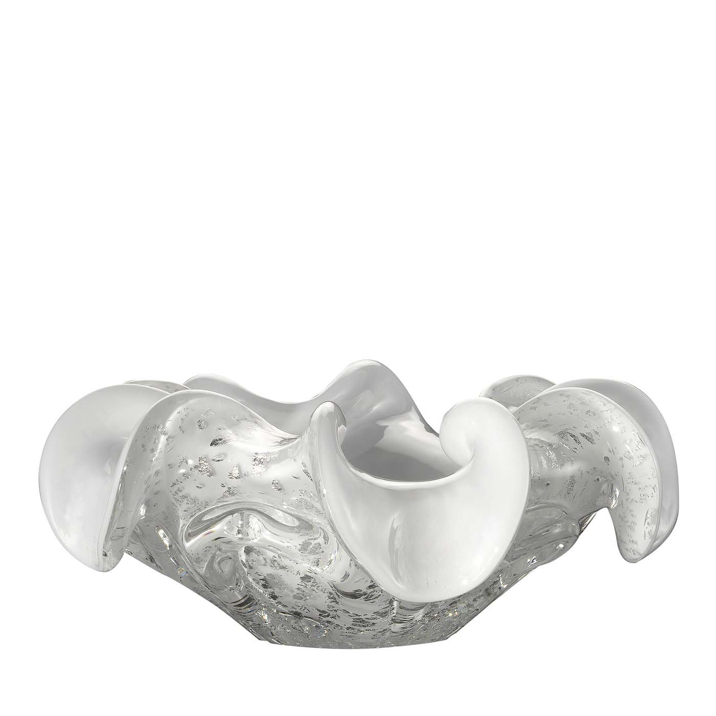Aura White and Silver Ashtray - Fornace Mian