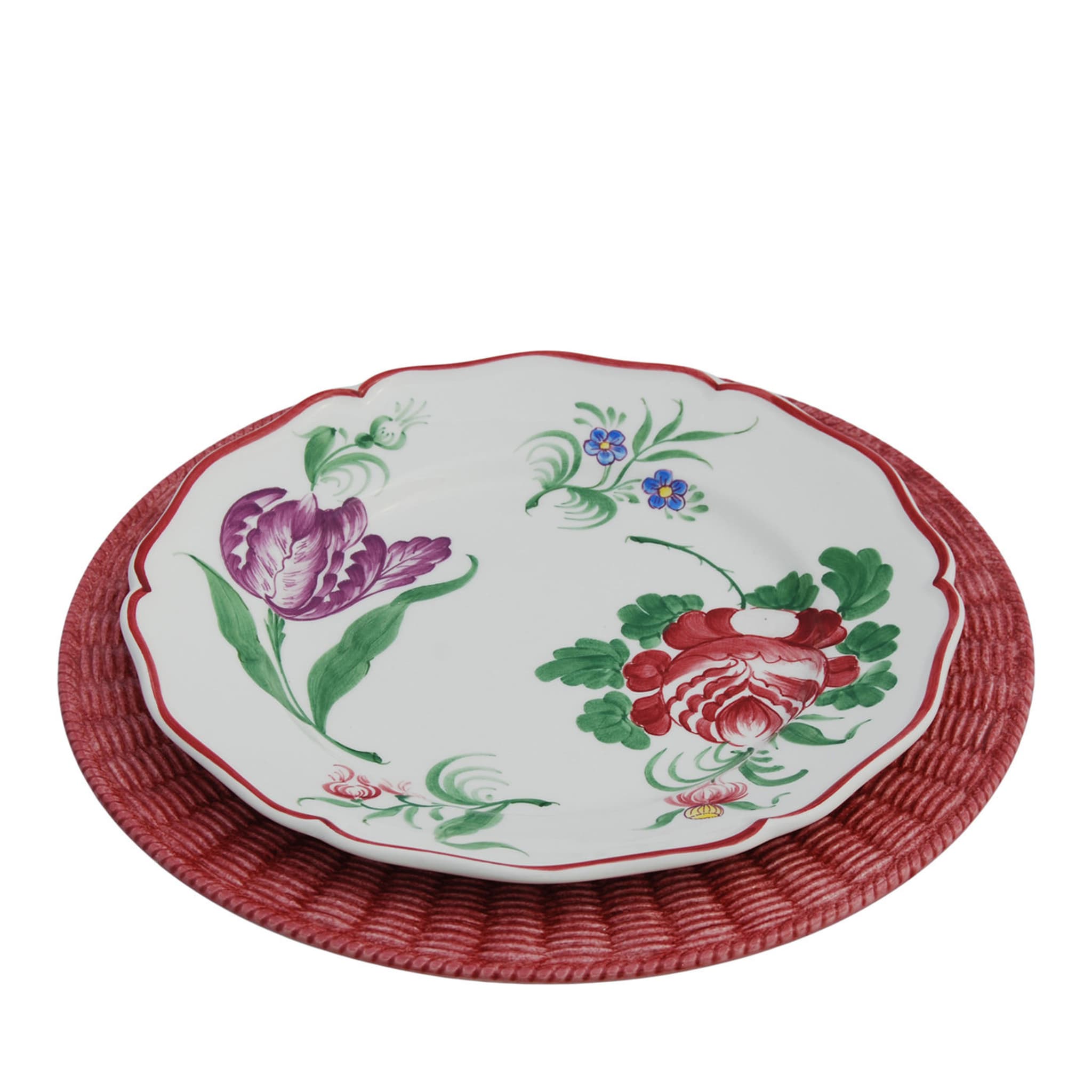 Set di 2 piatti in ceramica rosa Fiori Este Ceramiche