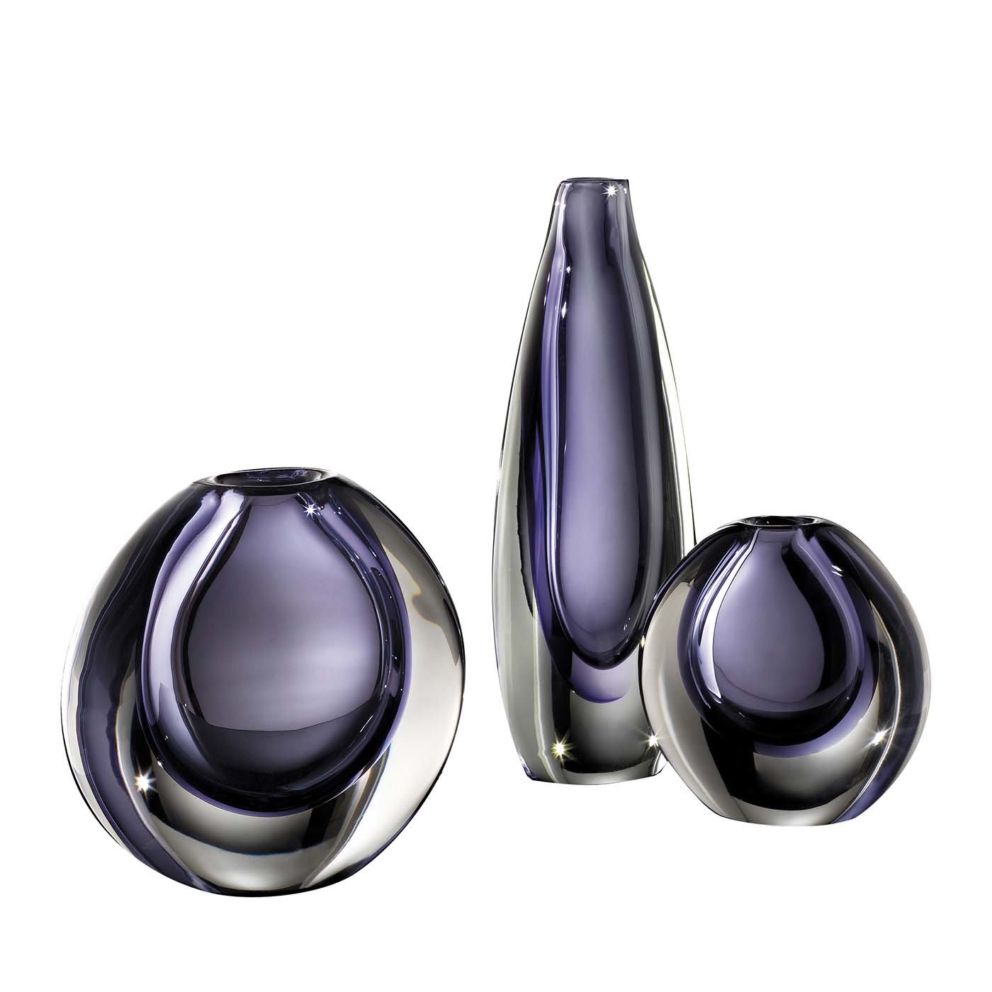 Mila Set of Three Violet Vases - Fornace Mian