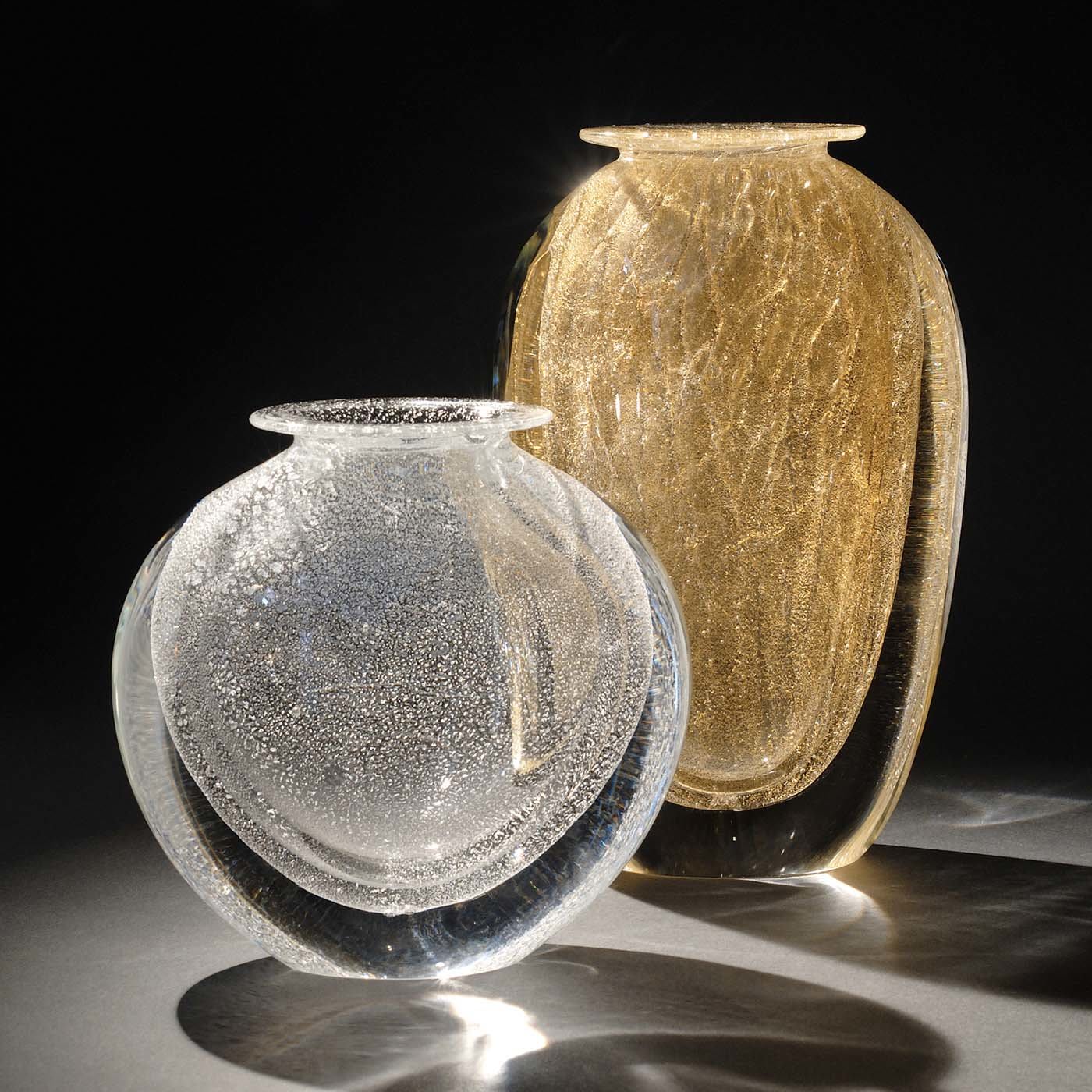 Aurum Argentum Set of Two Vases - Fornace Mian