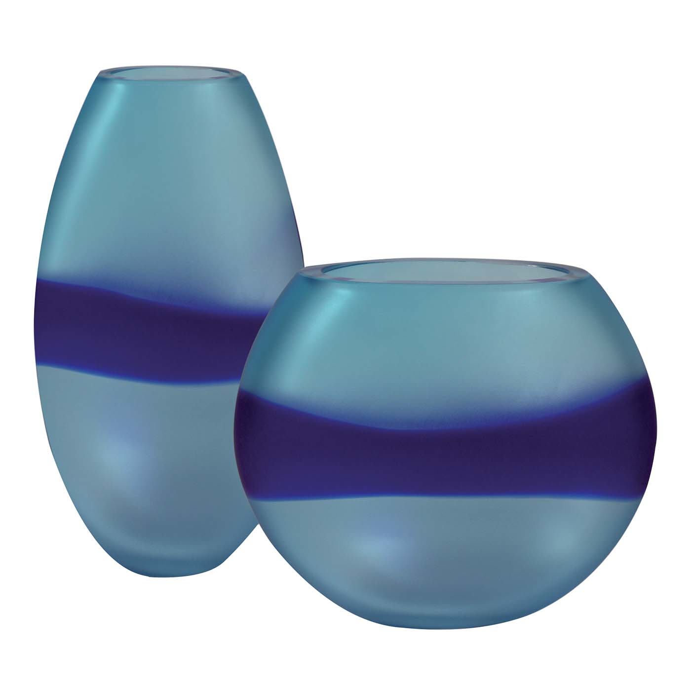 Segretissimi Set of Two Aquamarine and Blue Vases - Fornace Mian