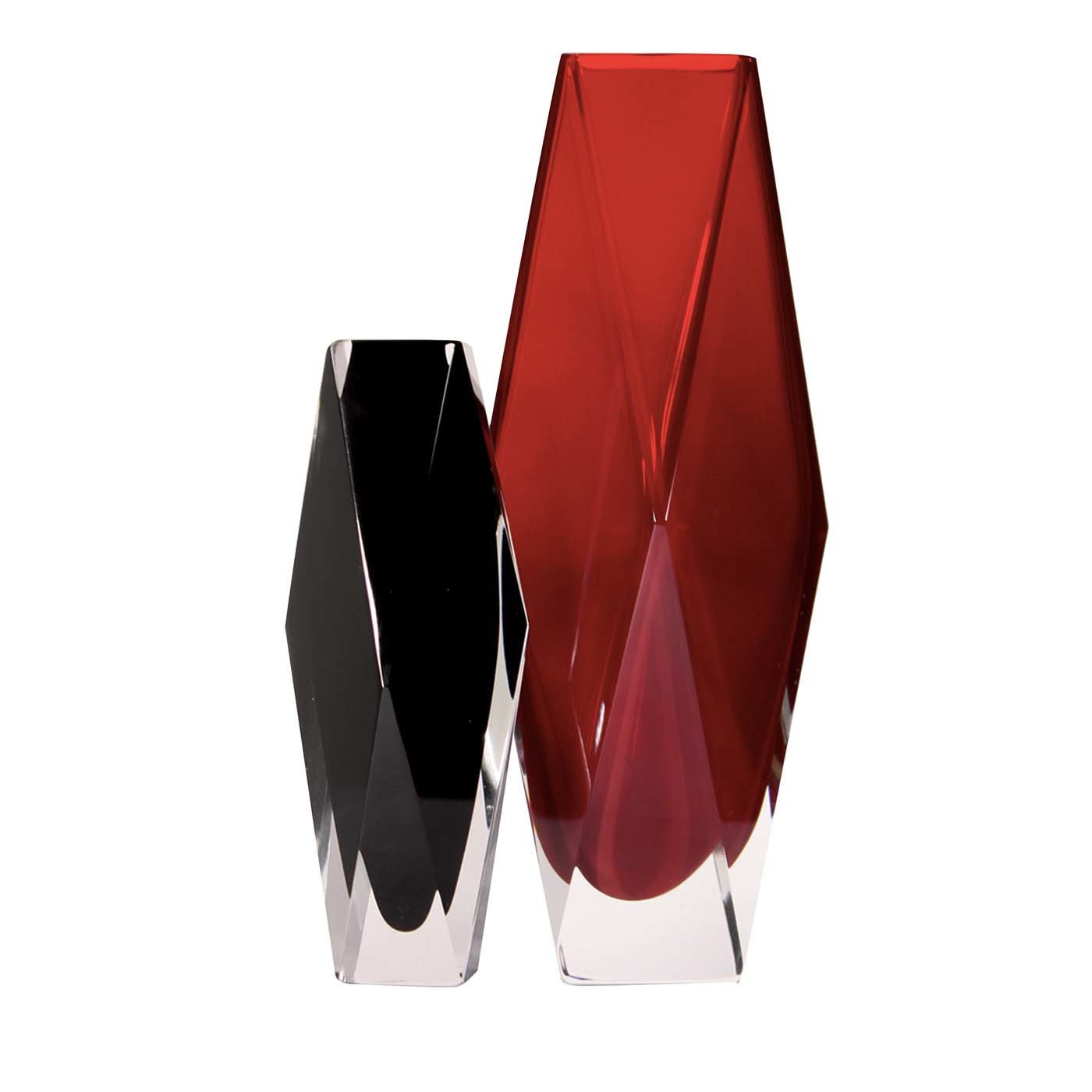 Gotham Set of Two Black and Red Vases - Fornace Mian