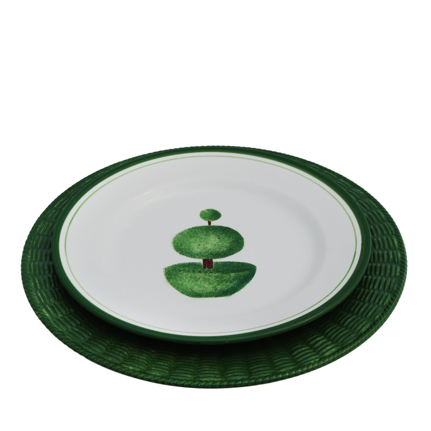 Topiary Green Ceramic Plate Set for Four - Este Ceramiche