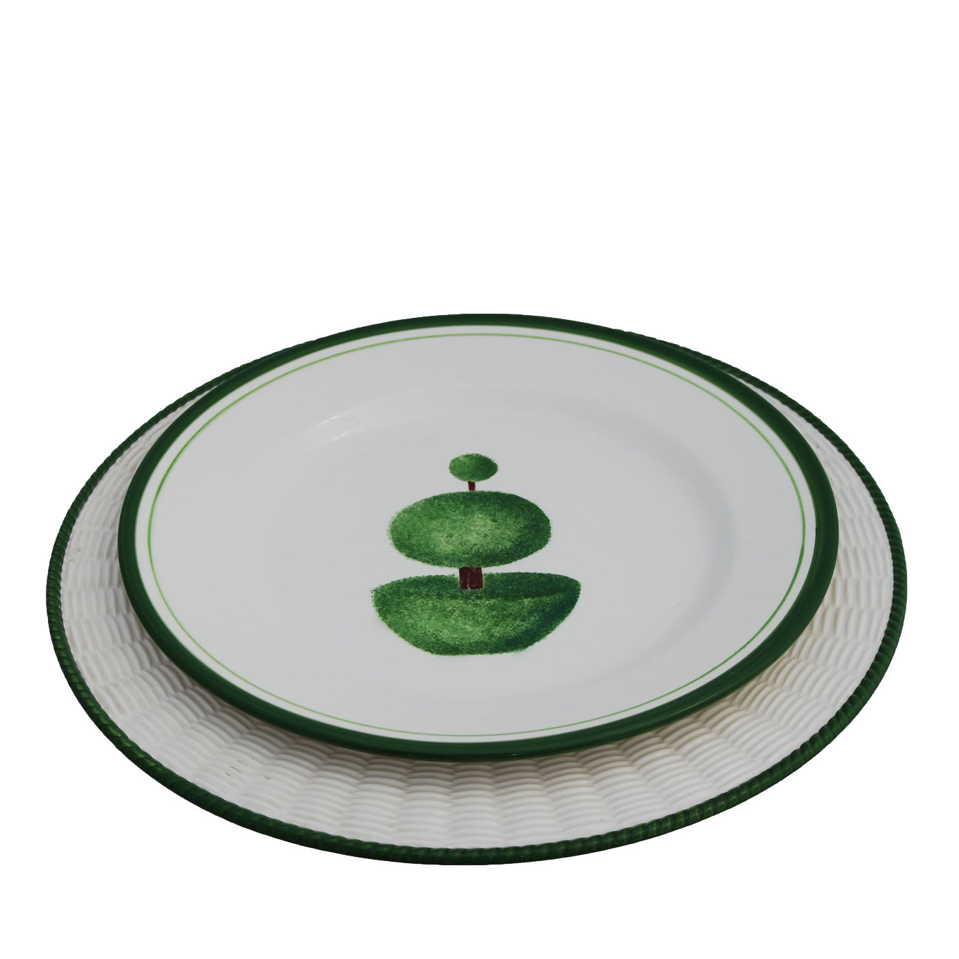 Topiary White Ceramic Plate Set for Four - Este Ceramiche