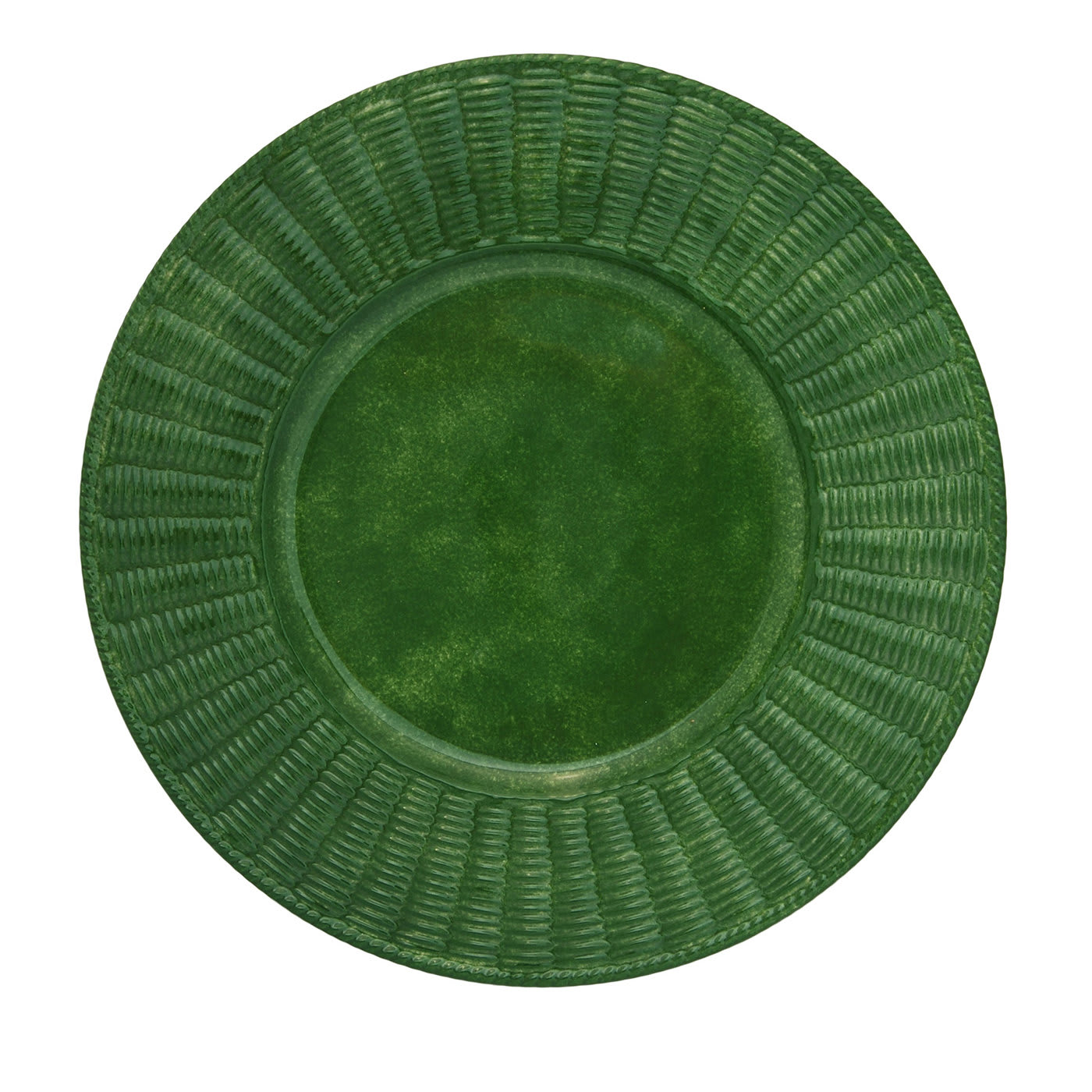 Set of 4 Verde Wicker Ceramic Plates - Este Ceramiche