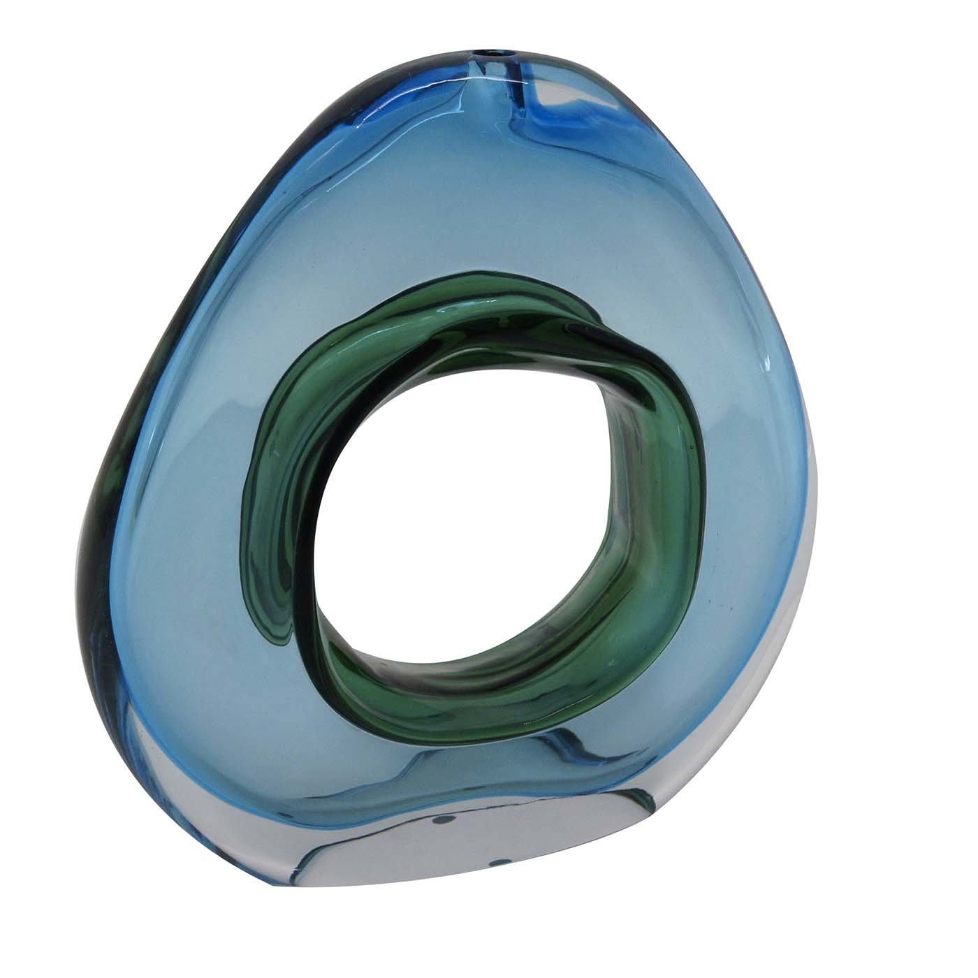Bucati Vase Aquamarine - Wave Murano Glass by Roberto Beltrami