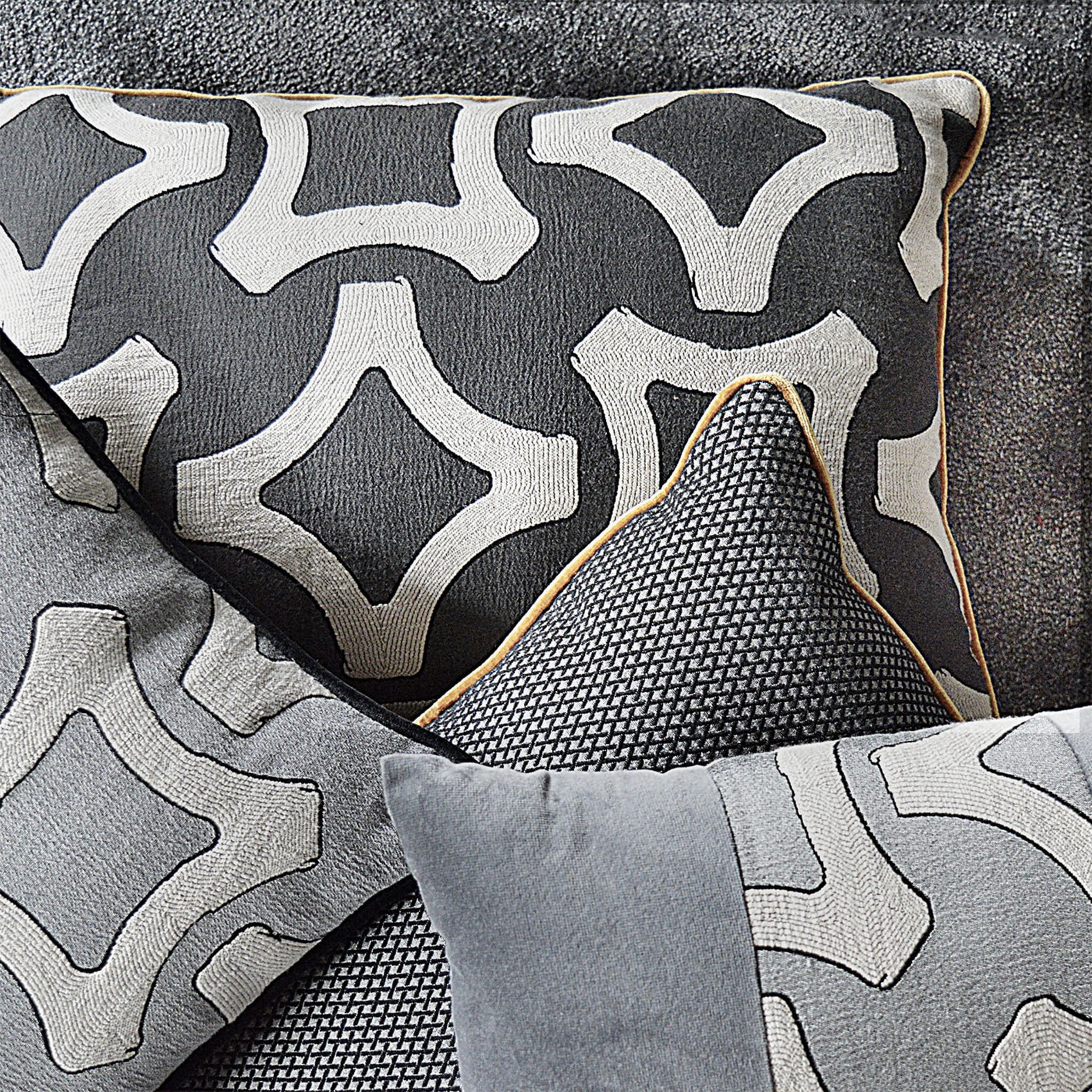 Black Grey Carré Cushion in false unit jacquard fabric - Alternative view 3