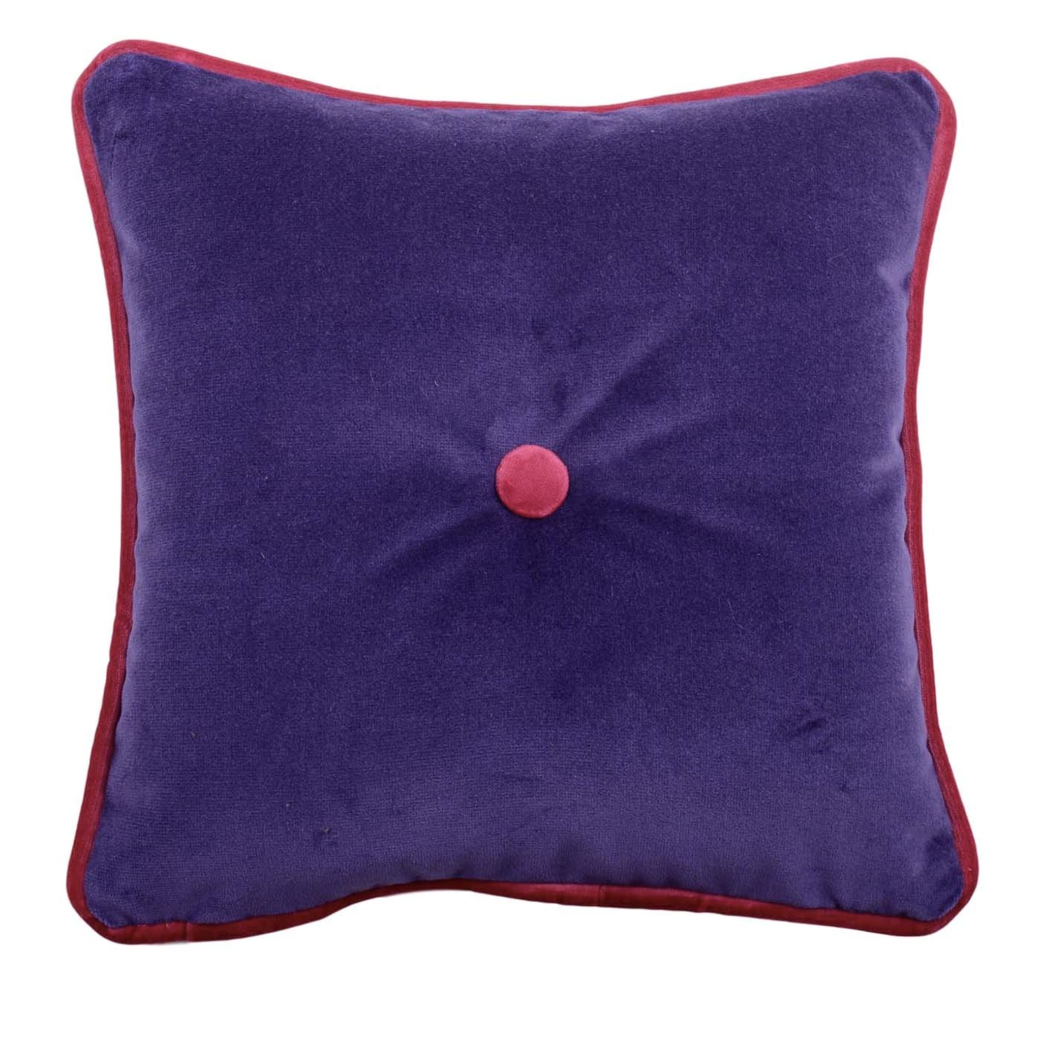 Purple and Fucsia Cotton Velvet Carrè Cushion - Main view