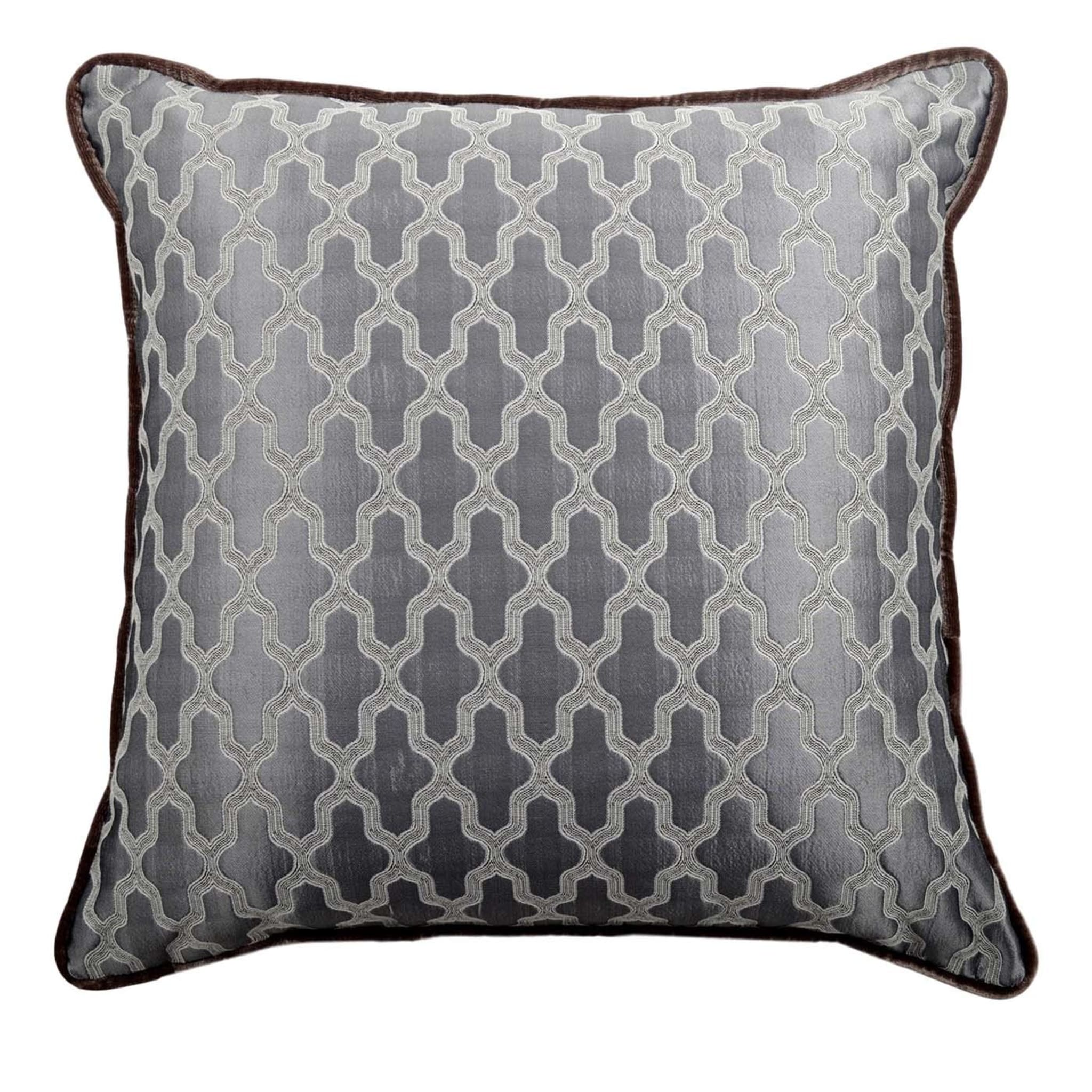Grey Carrè Cushion in jacquard fabric and Silk Velvet - Main view