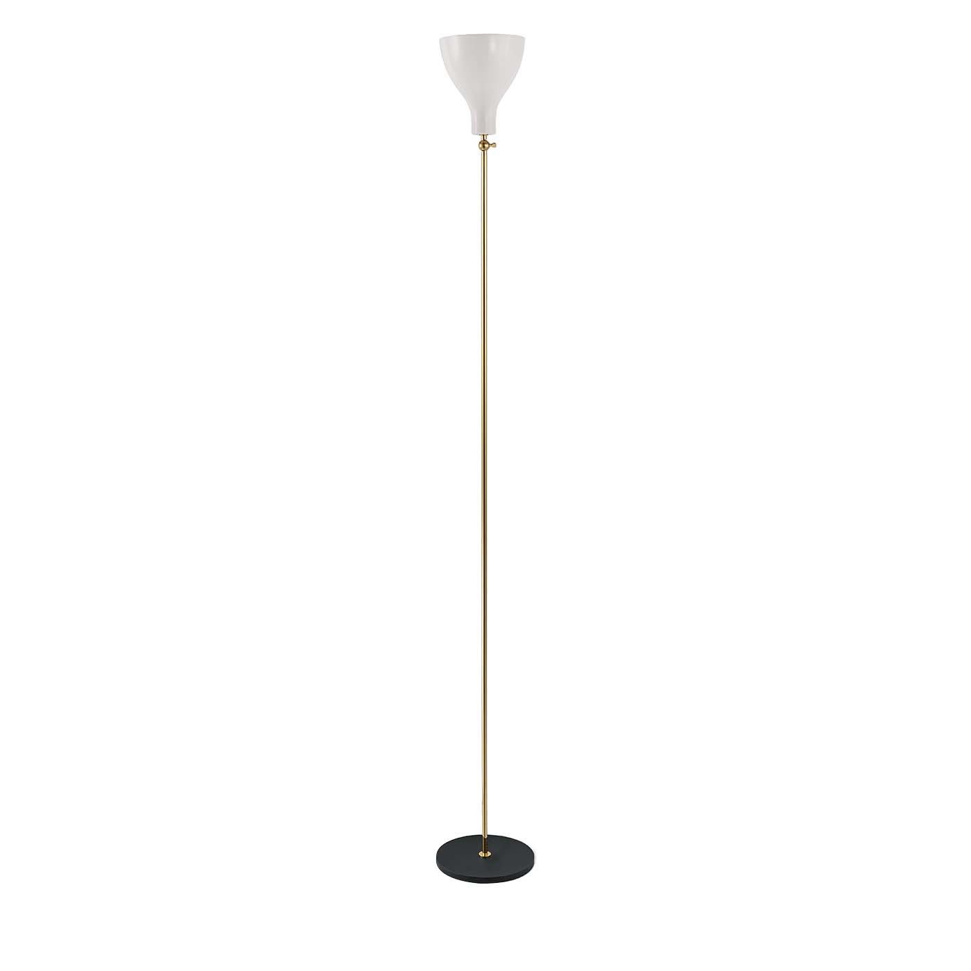 Lady V Black and White Tall Floor Lamp in Brass - Tato