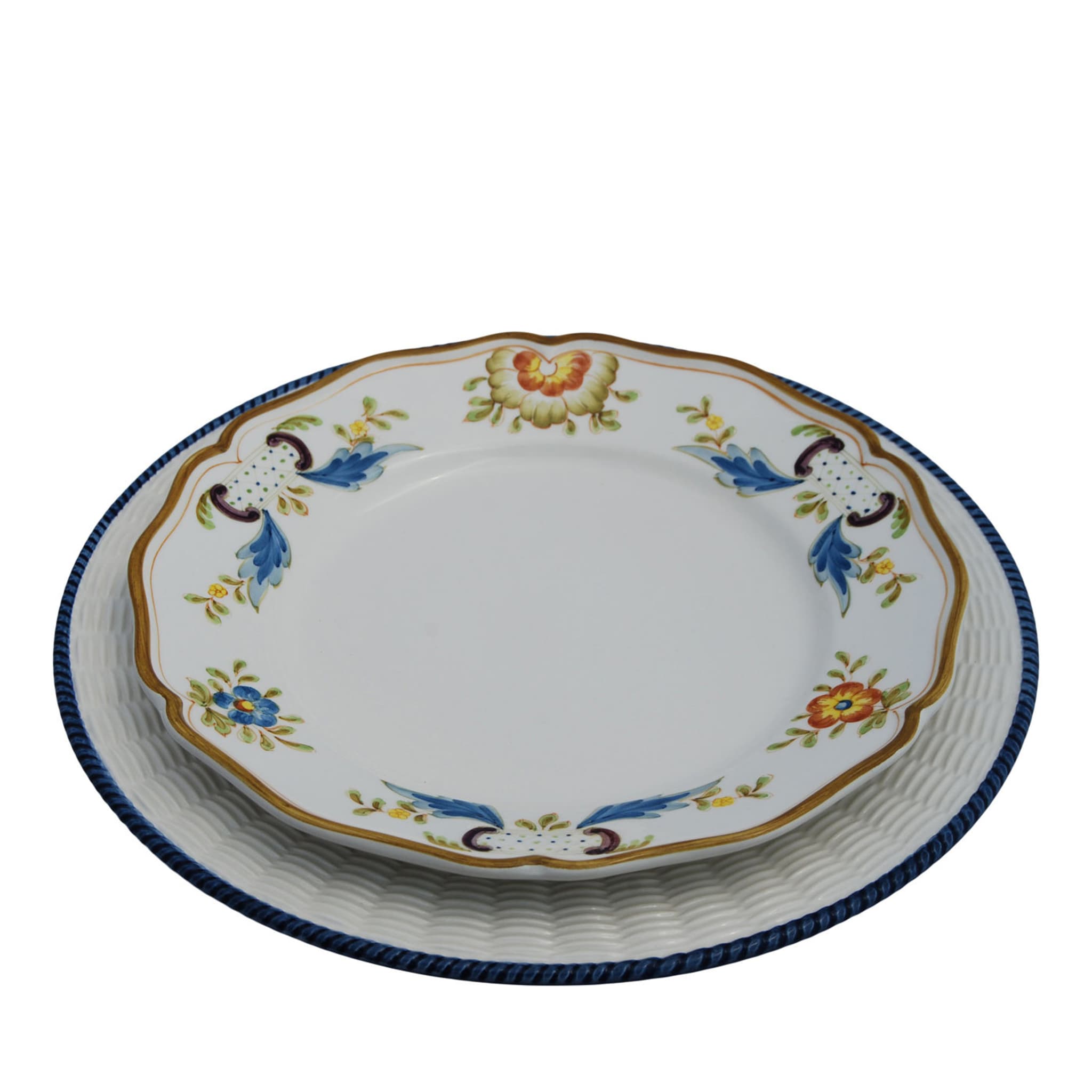 Set di piatti in ceramica blu Torino per due persone - Vista principale