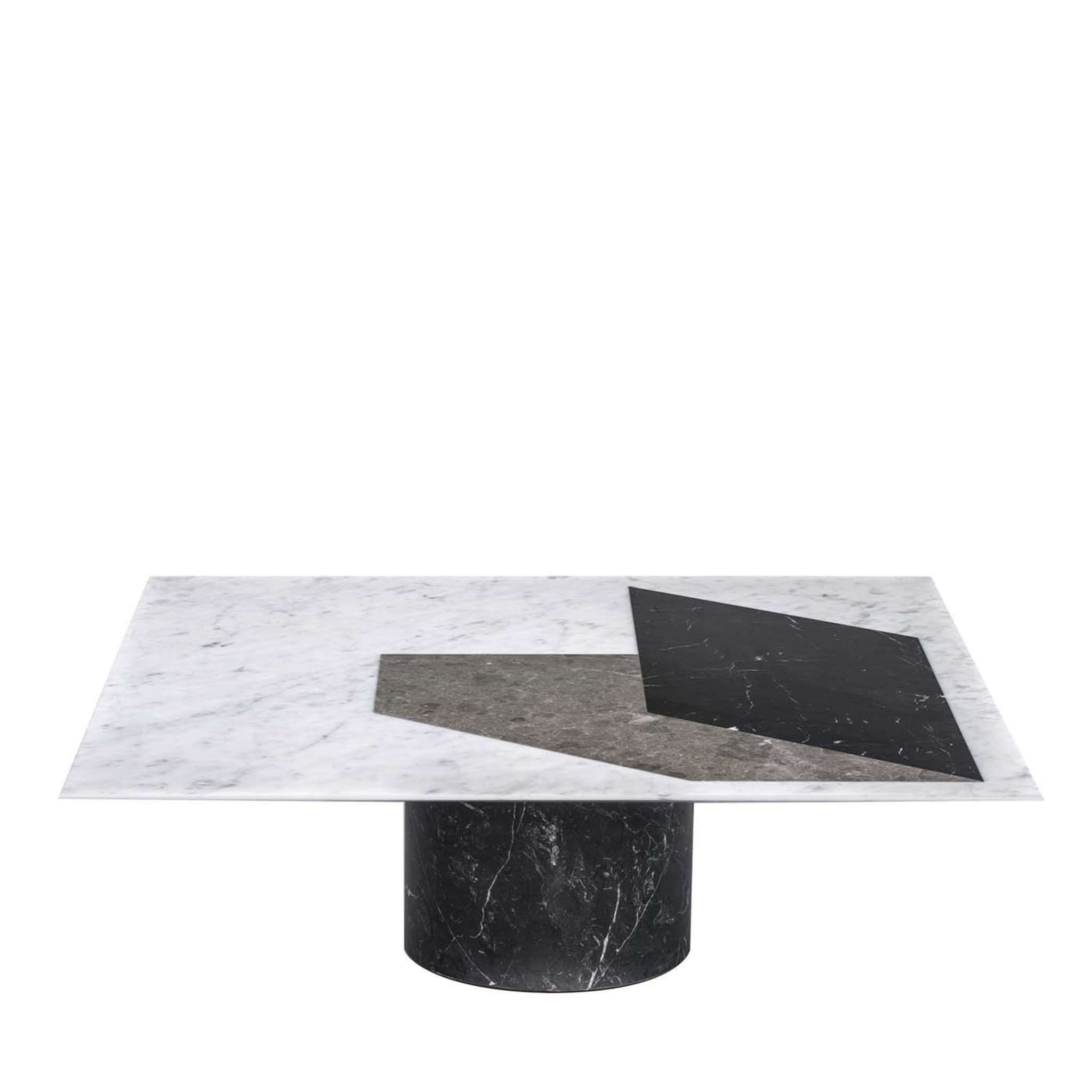 Proiezioni Square Black Gray and White Marble Coffee Table by Elisa Ossino - Main view