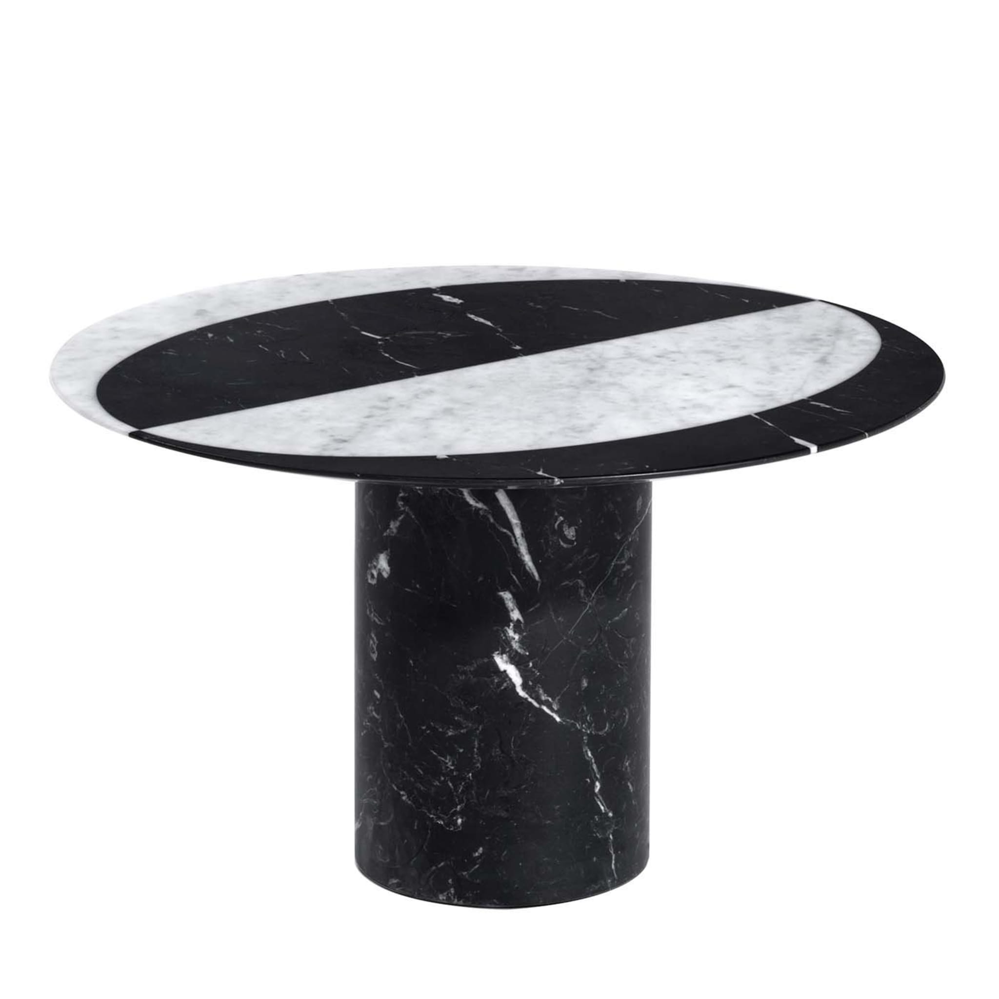 Tavolino rotondo in marmo bianco e nero Proiezioni di Elisa Ossino - Vista principale