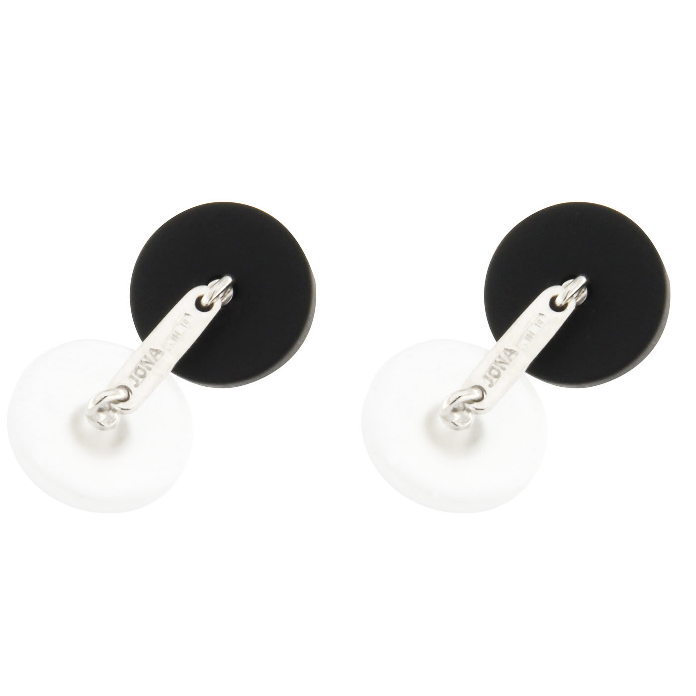 Onyx Rock Crystal and White Gold Button Cufflinks - Jona