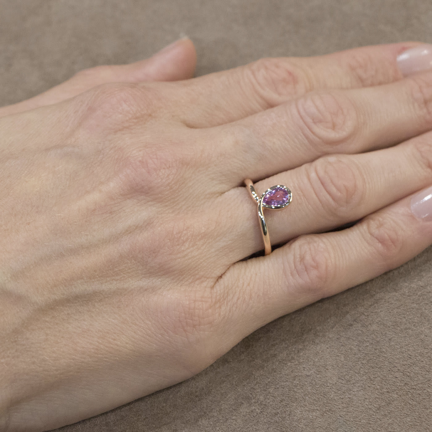 Pink Sapphire and Pink Gold Ring - Jona
