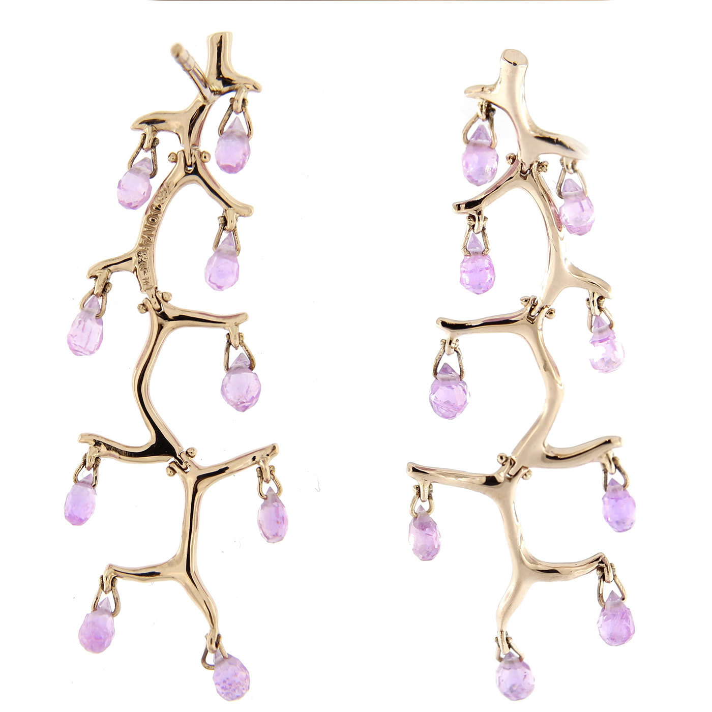Pink Sapphire and Pink Gold Chandelier Earrings - Jona