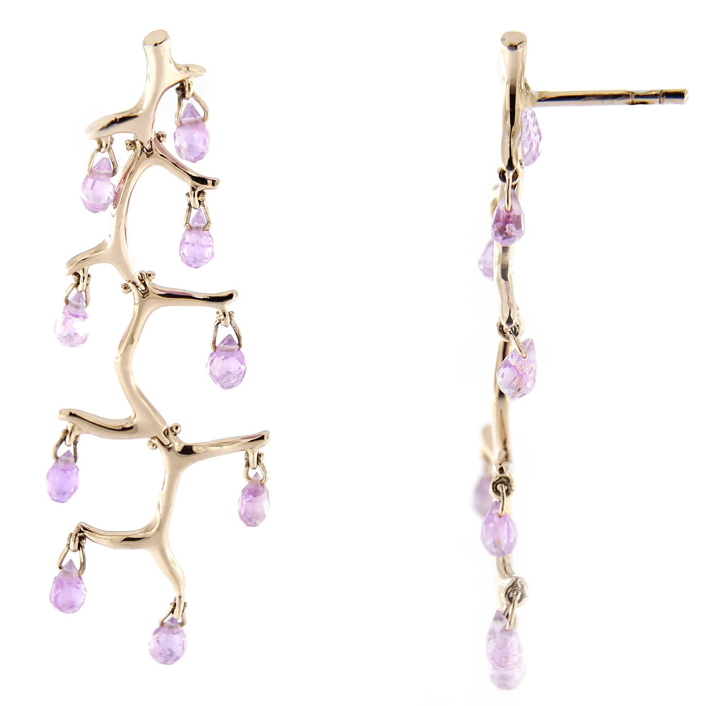 Pink Sapphire and Pink Gold Chandelier Earrings - Jona