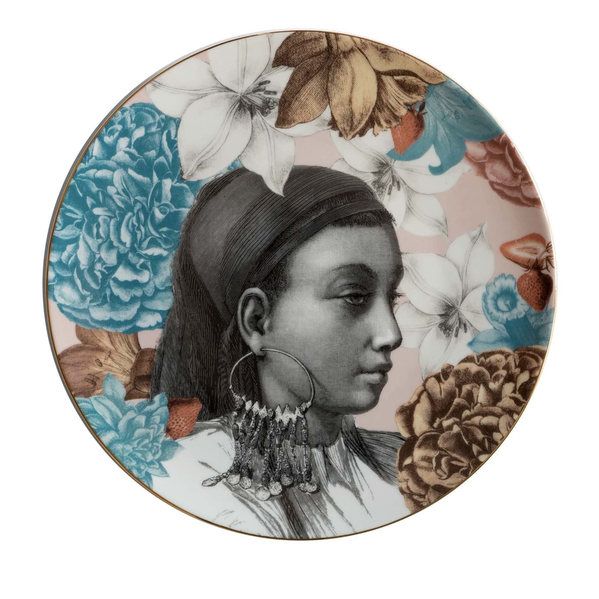 Cairo Porcelain Dinner Plate With A Woman'S Face And Flowers #1 - Main view