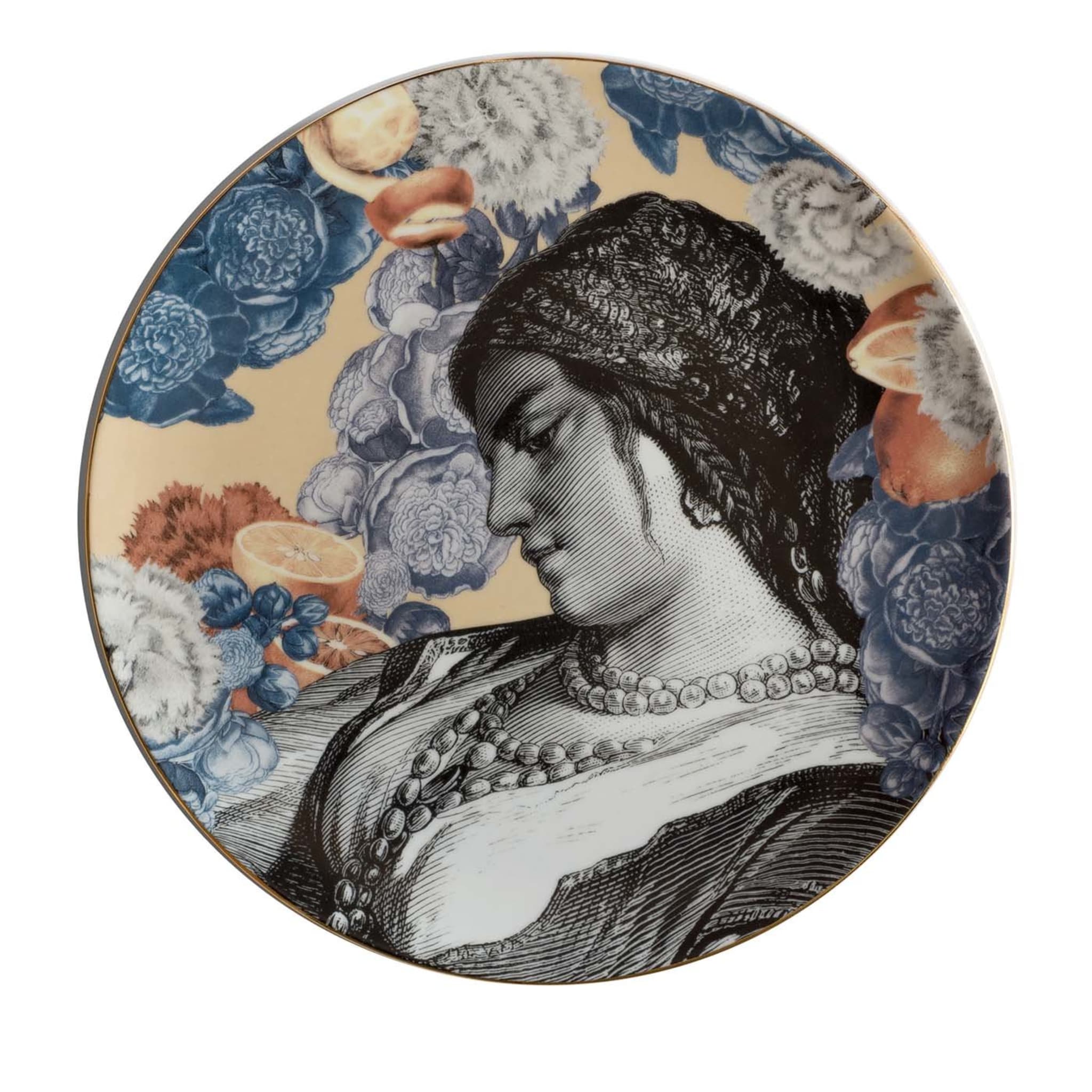 Cairo Porcelain Dinner Plate With A Woman'S Face And Flowers #2 - Main view
