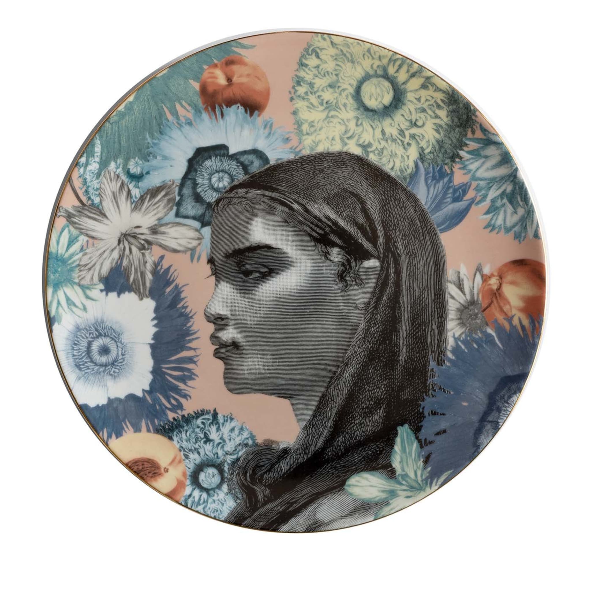 Cairo Porcelain Dinner Plate With A Woman'S Face And Flowers #5 - Main view