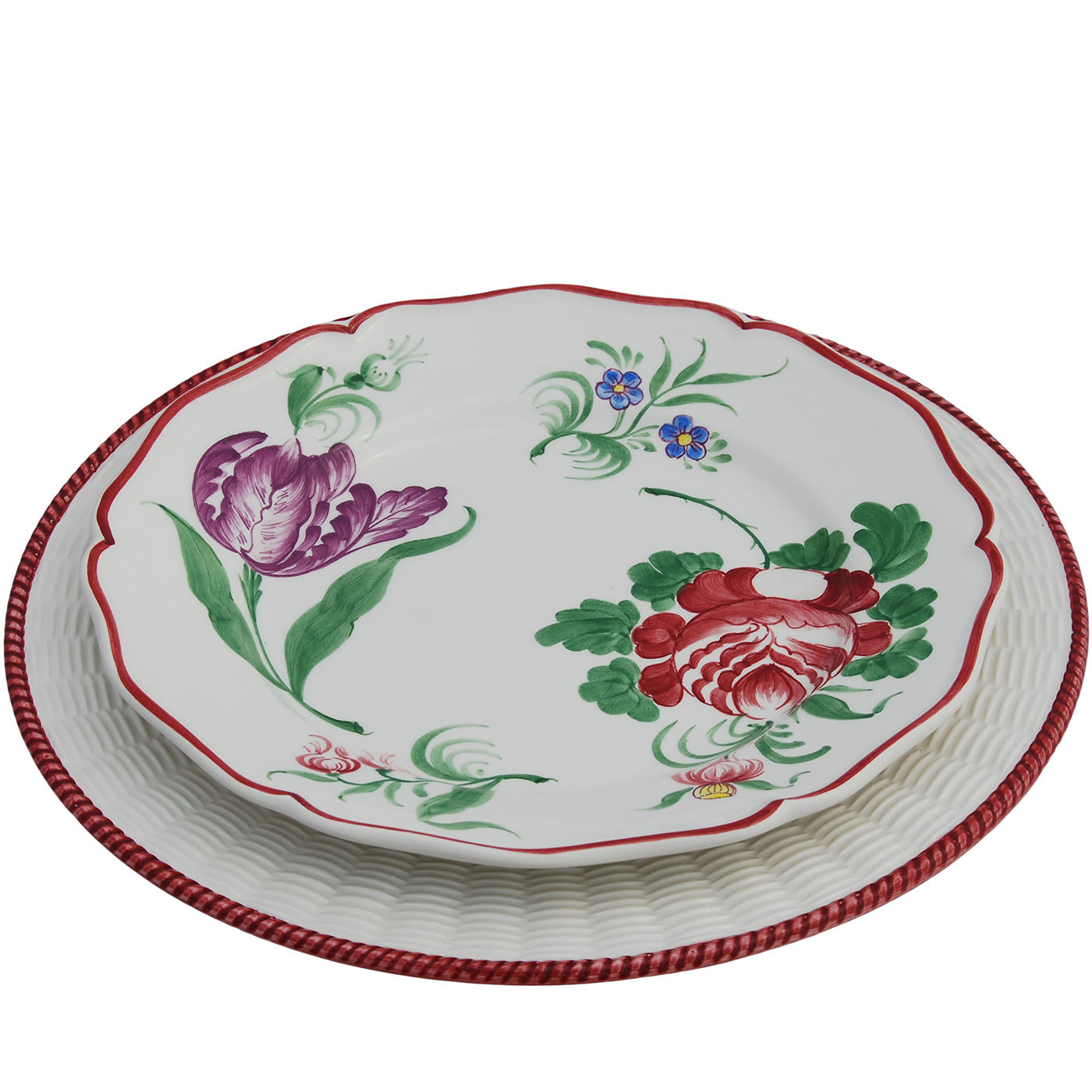Set of 4 Ancient Pink Wicker Plates - Este Ceramiche