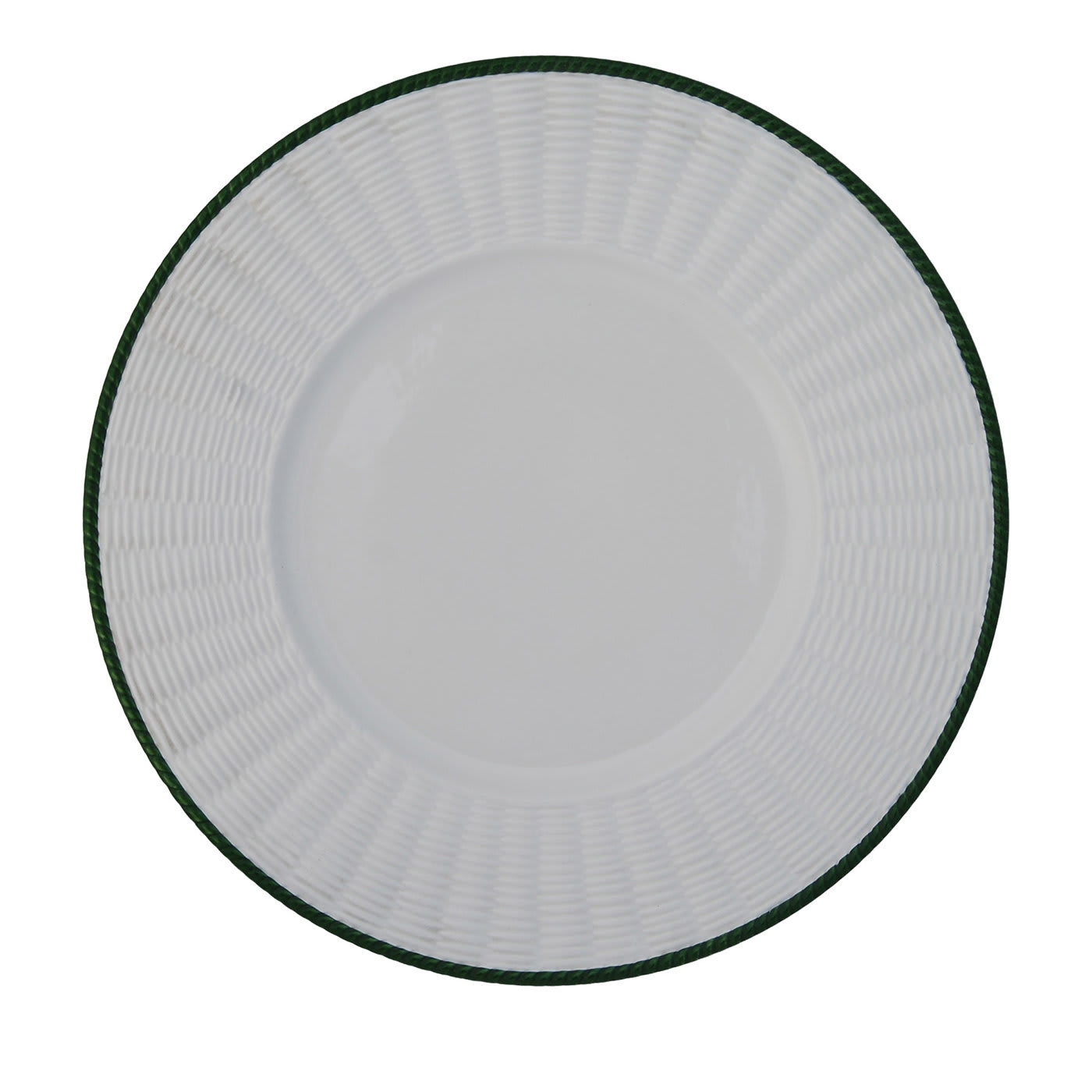 Set of 4 Green Wicker Ceramic Plates - Este Ceramiche