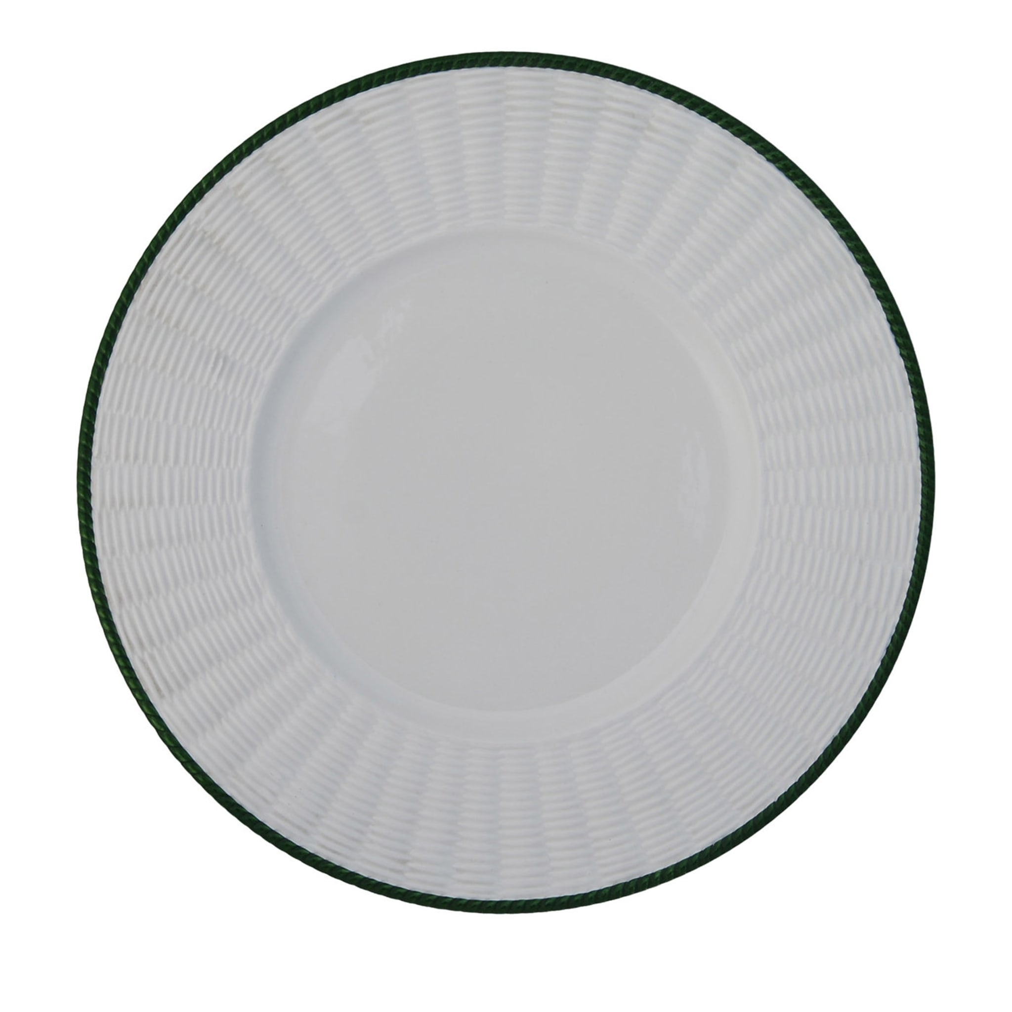 Set of 4 Green Wicker Ceramic Plates - Main view