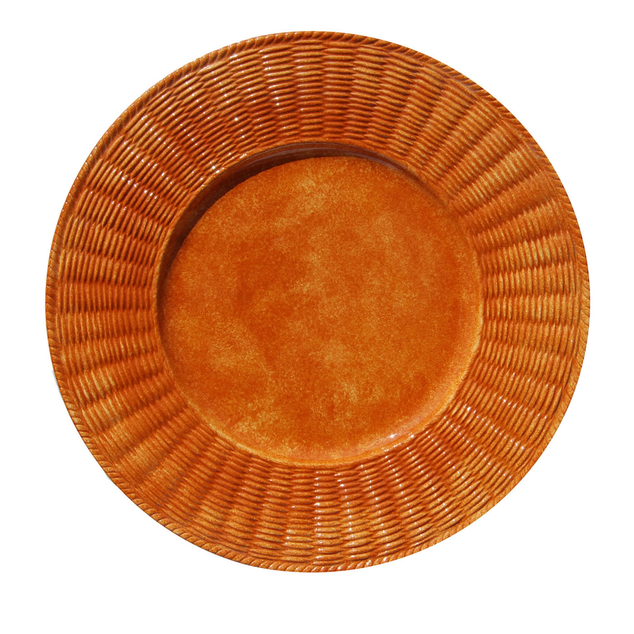 Set of 4 Arancio Wicker Ceramic Plates - Main view