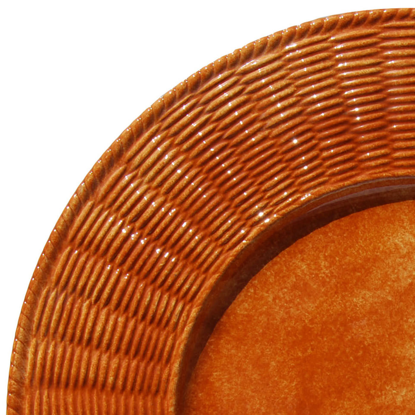 Set of 4 Arancio Wicker Ceramic Plates - Este Ceramiche