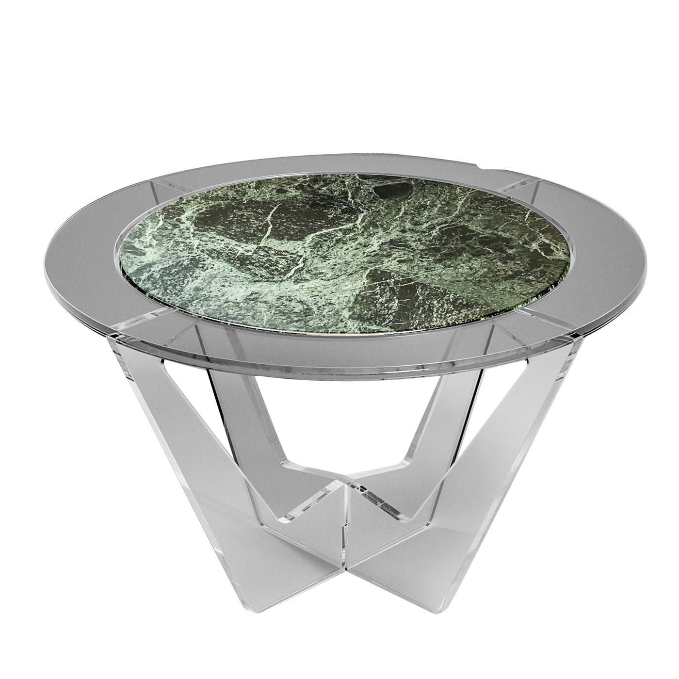 Hac Gray Round Coffee Table with Green Alps Marble Top - Madea Milano