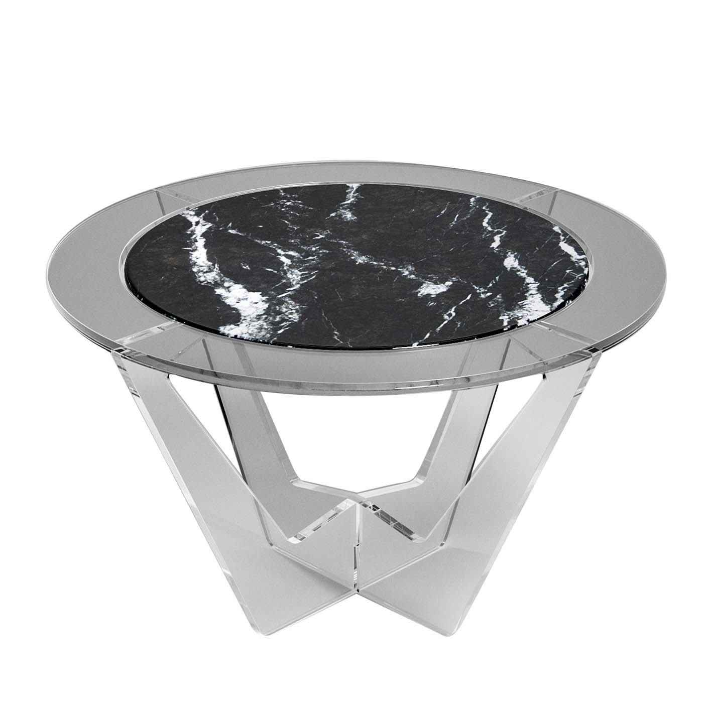 Hac Gray Round Coffee Table with Gray Carnico Marble Top - Madea Milano