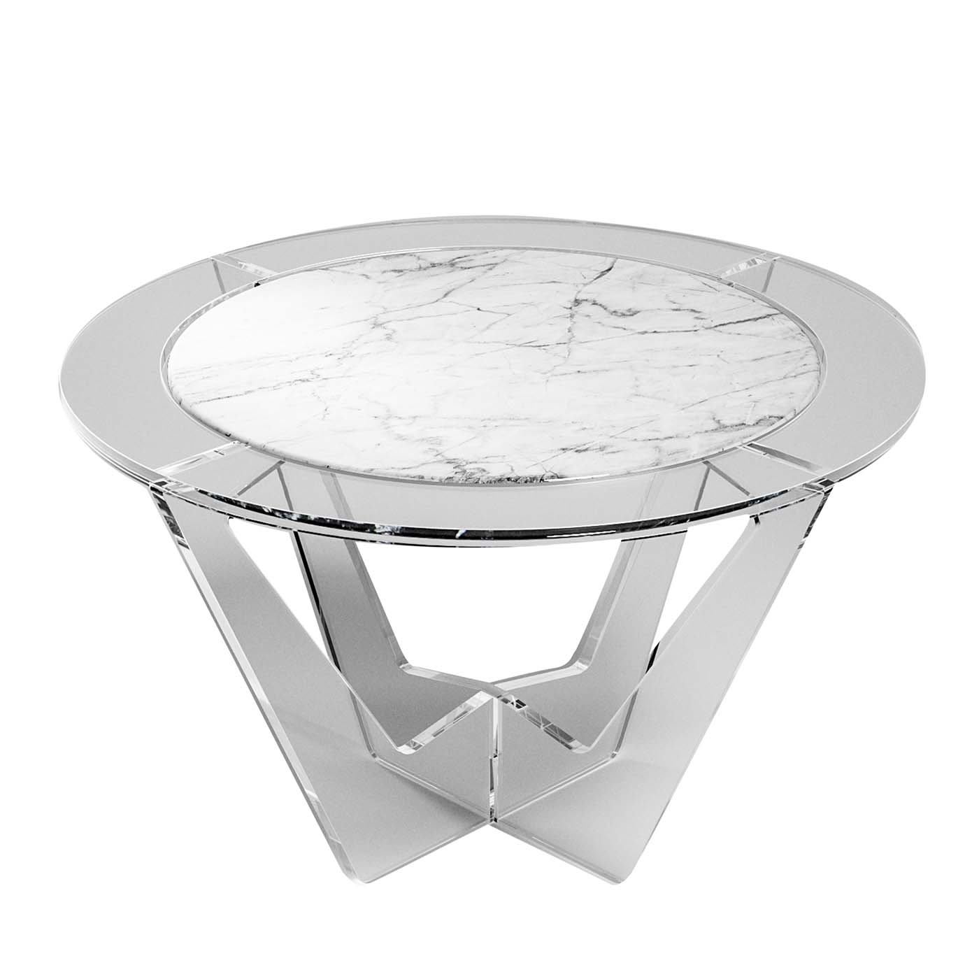 Hac Round Coffee Table with White Carrara Marble Top - Madea Milano