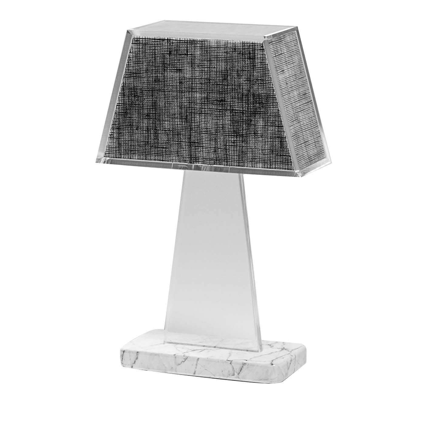 Tailor Big Gray Table Lamp with White Carrara Marble Base - Madea Milano