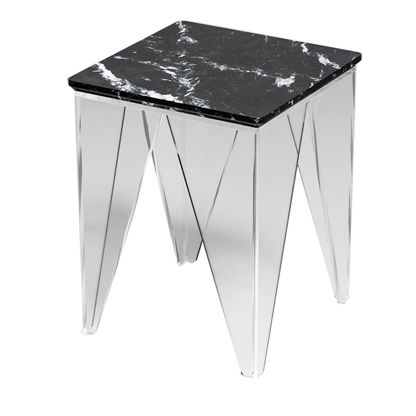 Vein Side Table with Gray Carnico Marble Top - Madea Milano