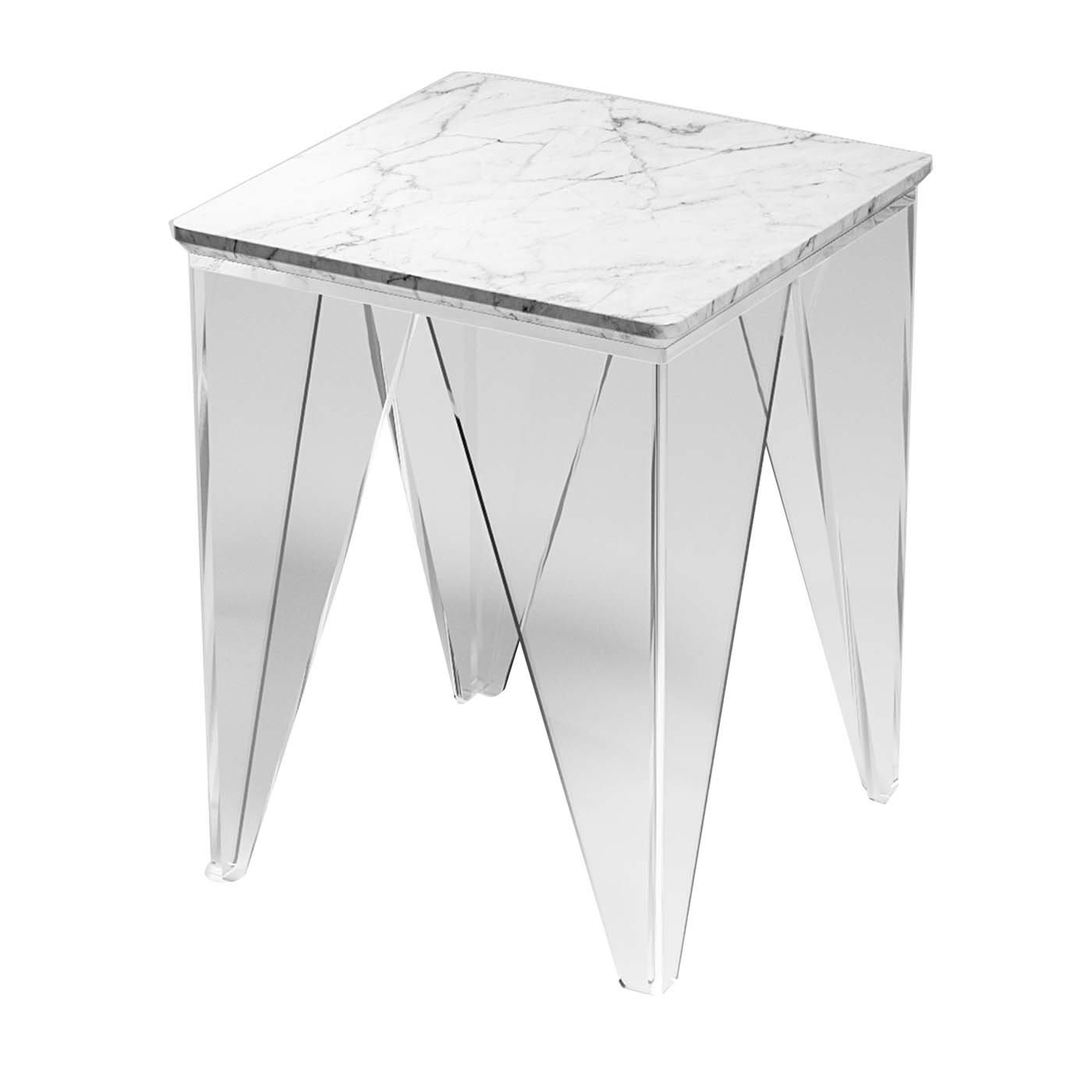 Vein Side Table with White Carrara Marble Top - Madea Milano