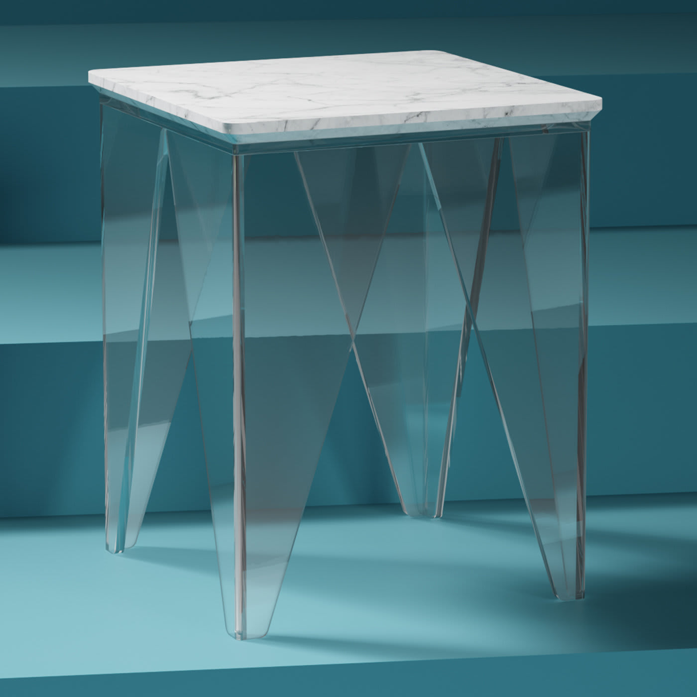 Vein Side Table with White Carrara Marble Top - Madea Milano