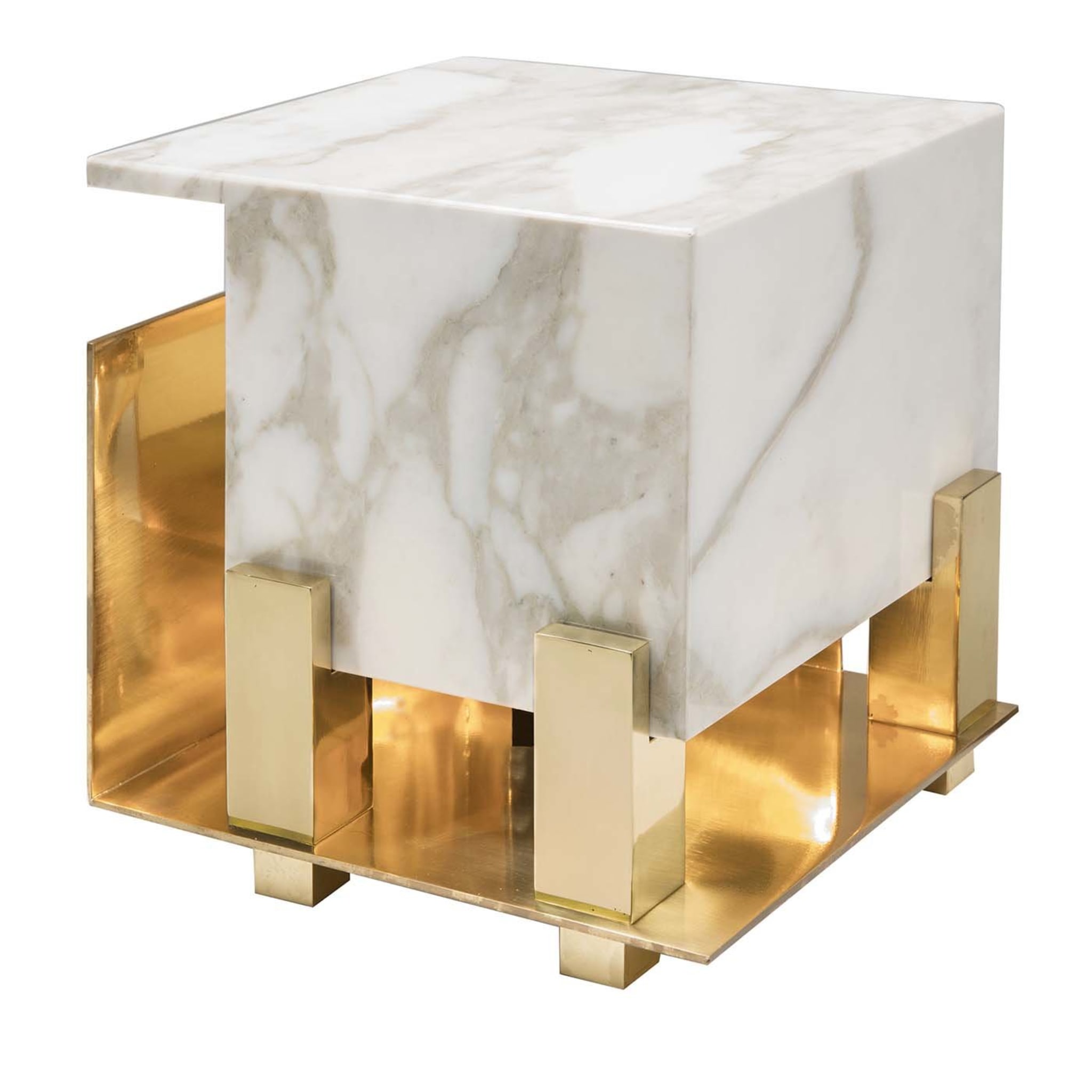 Cubo White Marble Small Table Lamp - Main view